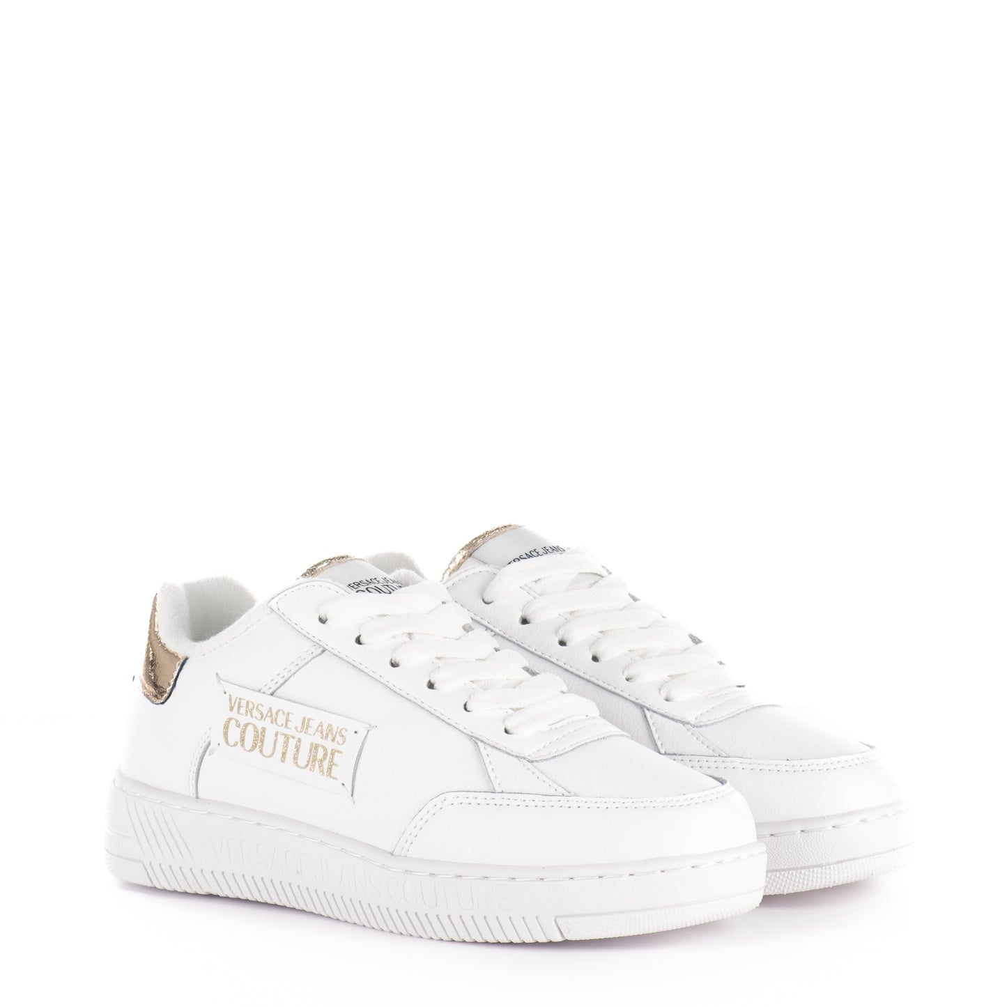 Ténis Mulher Versace Jeans Couture Branco Dourado - Elegância e Estilo