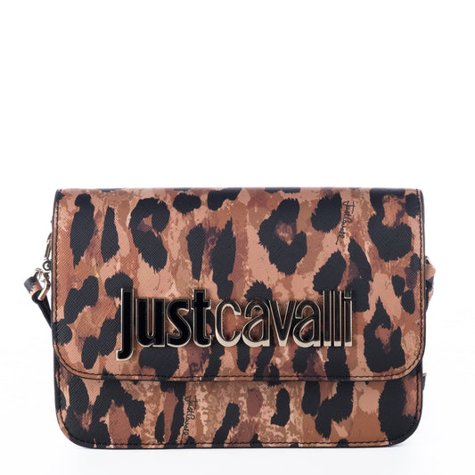 Bolsa Tiracolo Just Cavalli Animal Print com Logótipo Metálico Frontal