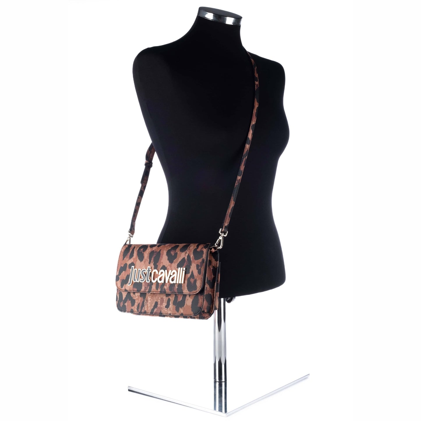 Bolsa Tiracolo Just Cavalli Animal Print com Logótipo Metálico Frontal