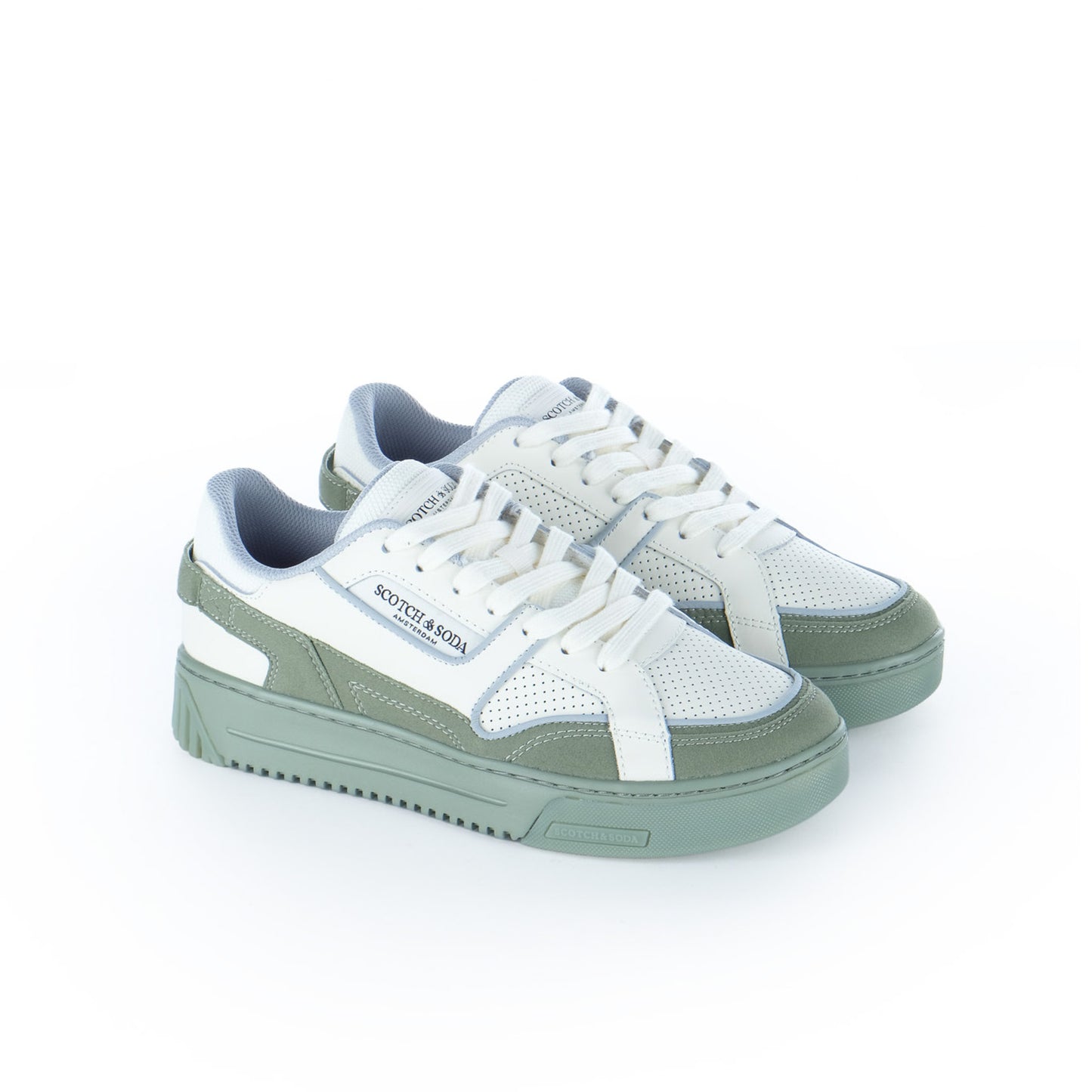 Ténis Homem Scotch & Soda Branco e Verde Sage com Sola Robusta