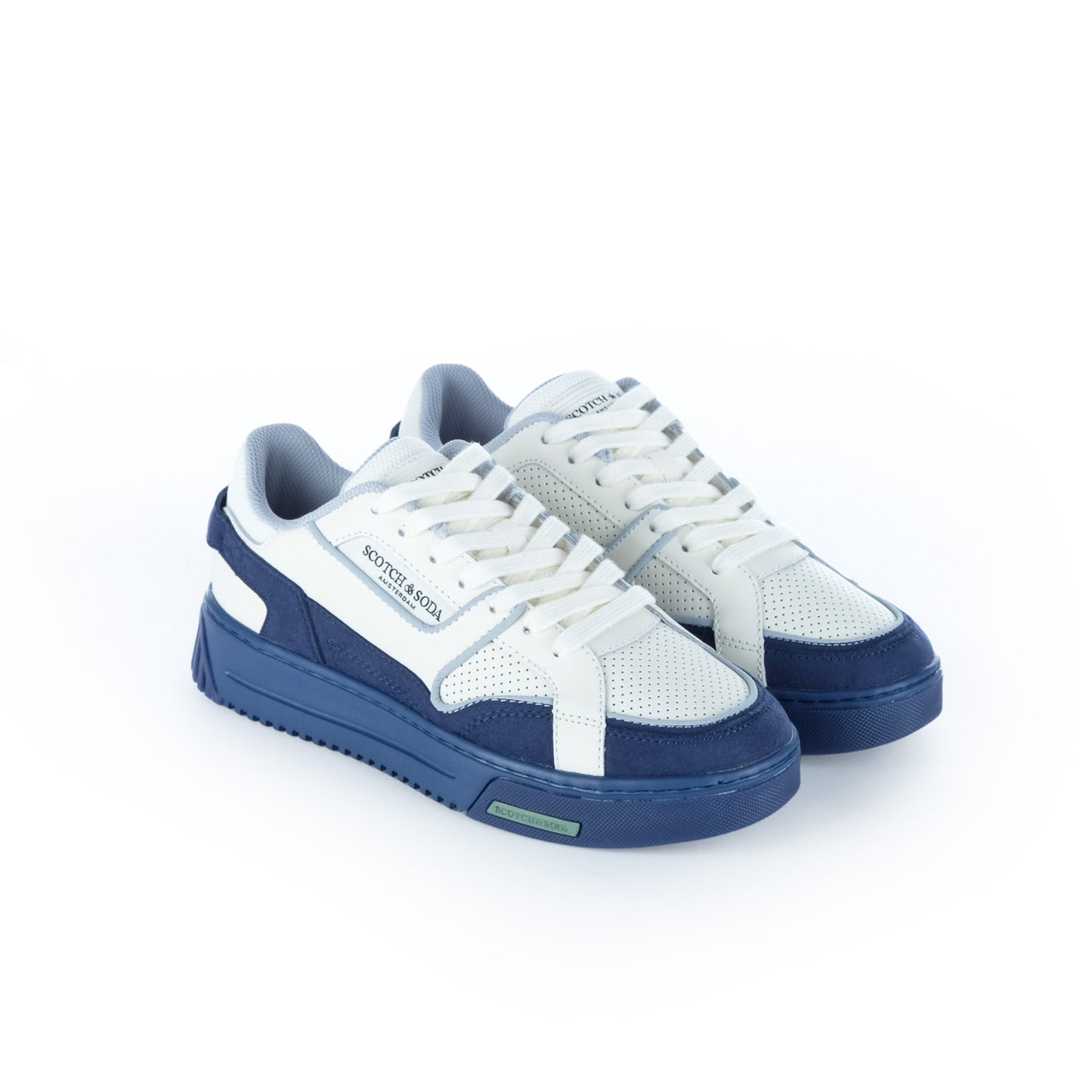 Ténis Homem Scotch & Soda Branco e Azul com Detalhes Perfurados