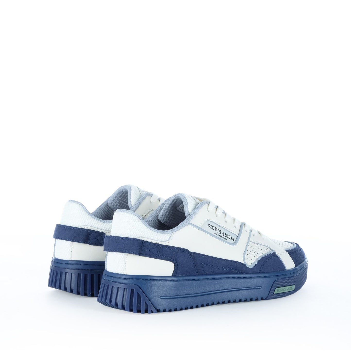 Ténis Homem Scotch & Soda Branco e Azul com Detalhes Perfurados