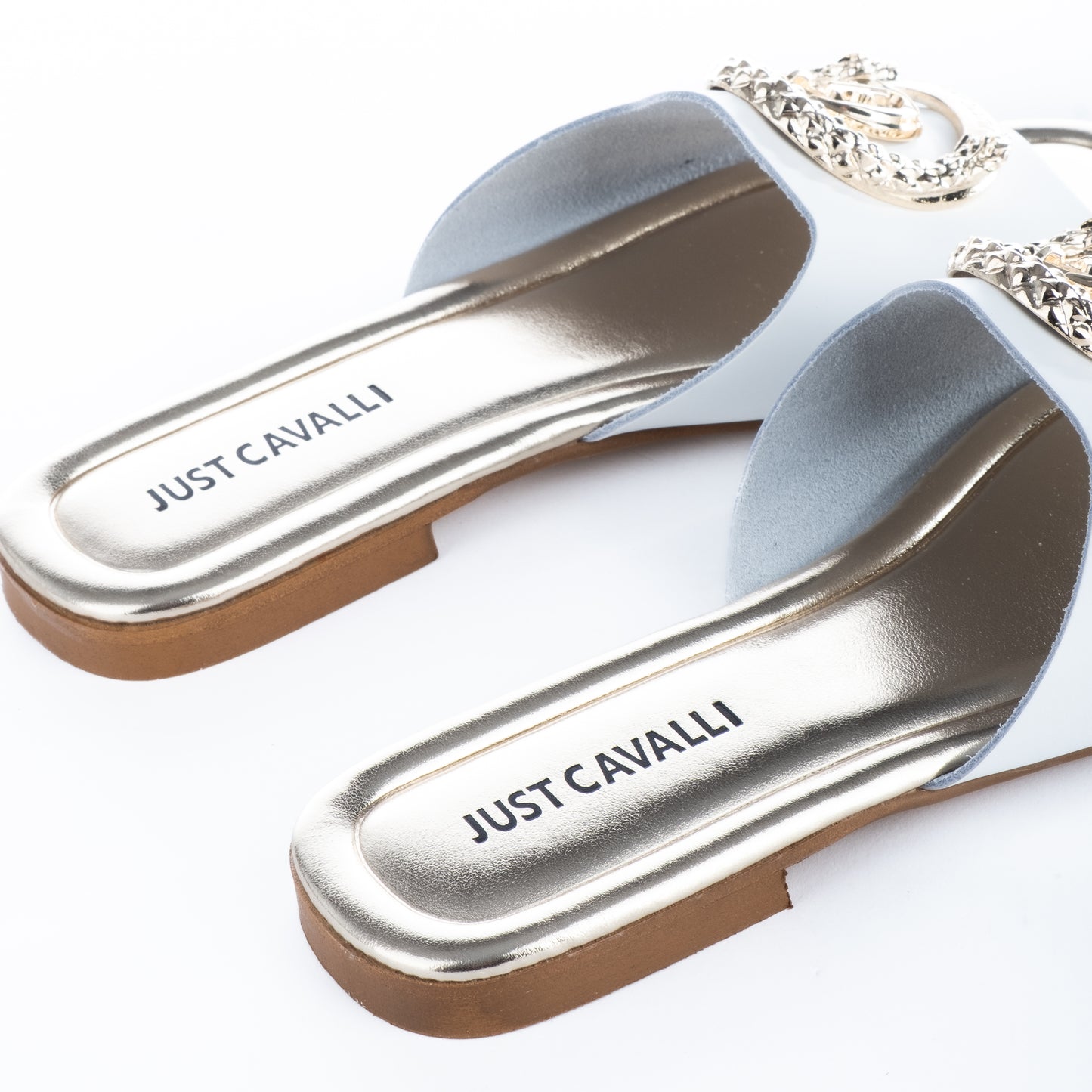 Sandálias Mulher Just Cavalli Brancas com Detalhe Dourado