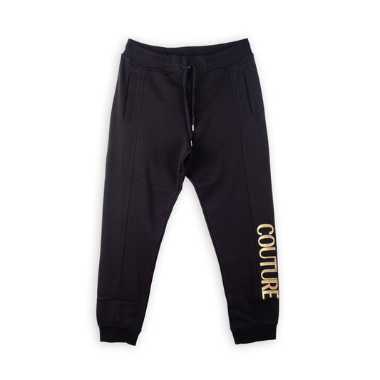 Calças Treino de Homem Versace Couture Pretas com Logo Dourado
