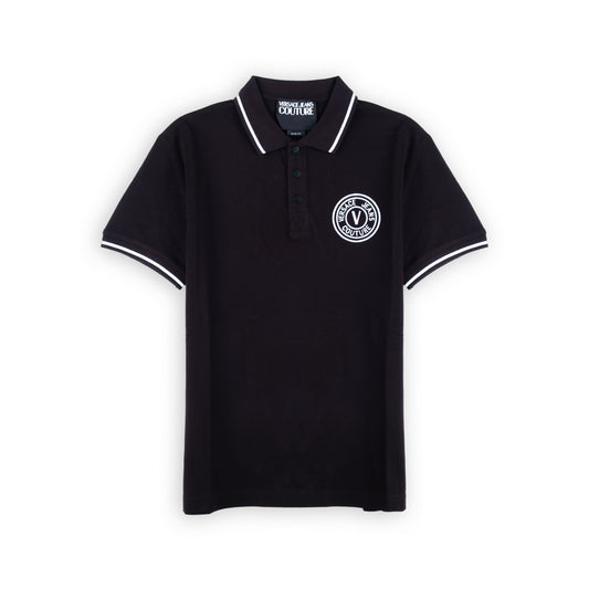Polo Homem Versace Jeans Couture Preto com Detalhes Contrastantes