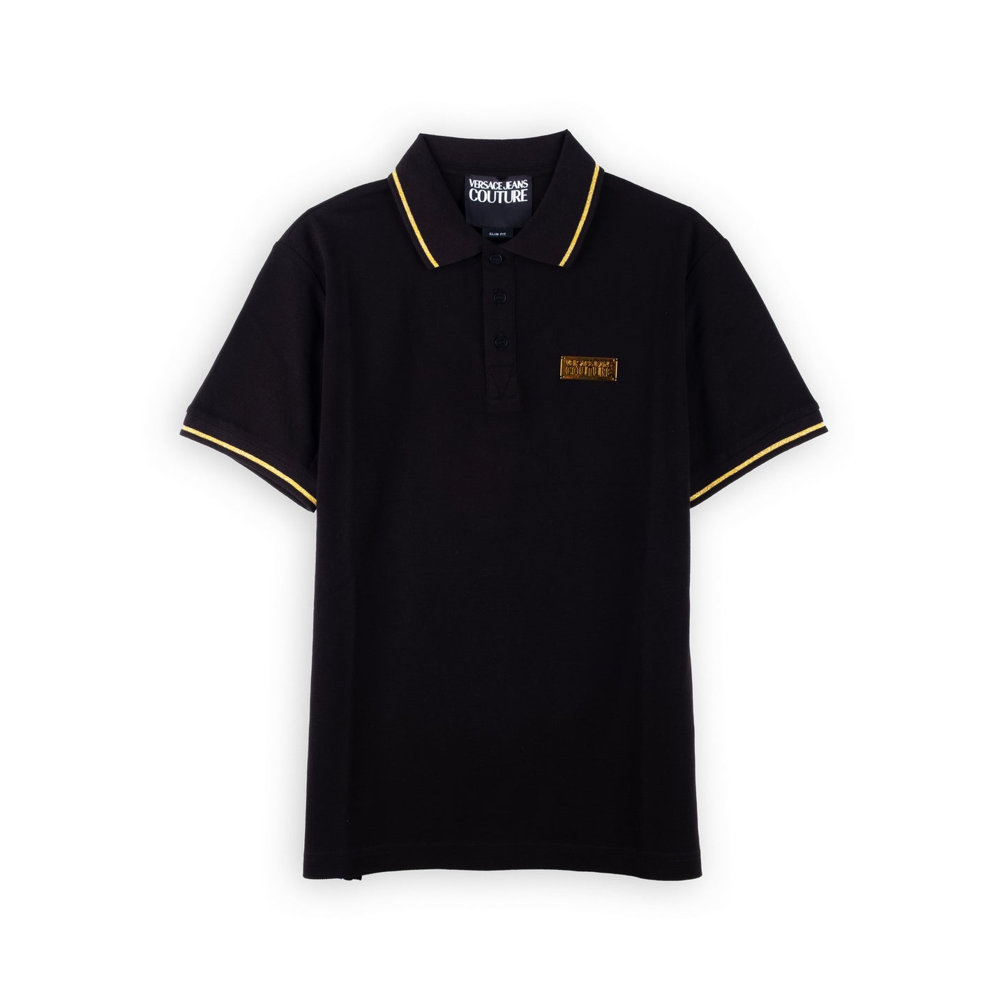 Polo Homem Versace Jeans Couture Preto com Detalhes Amarelos