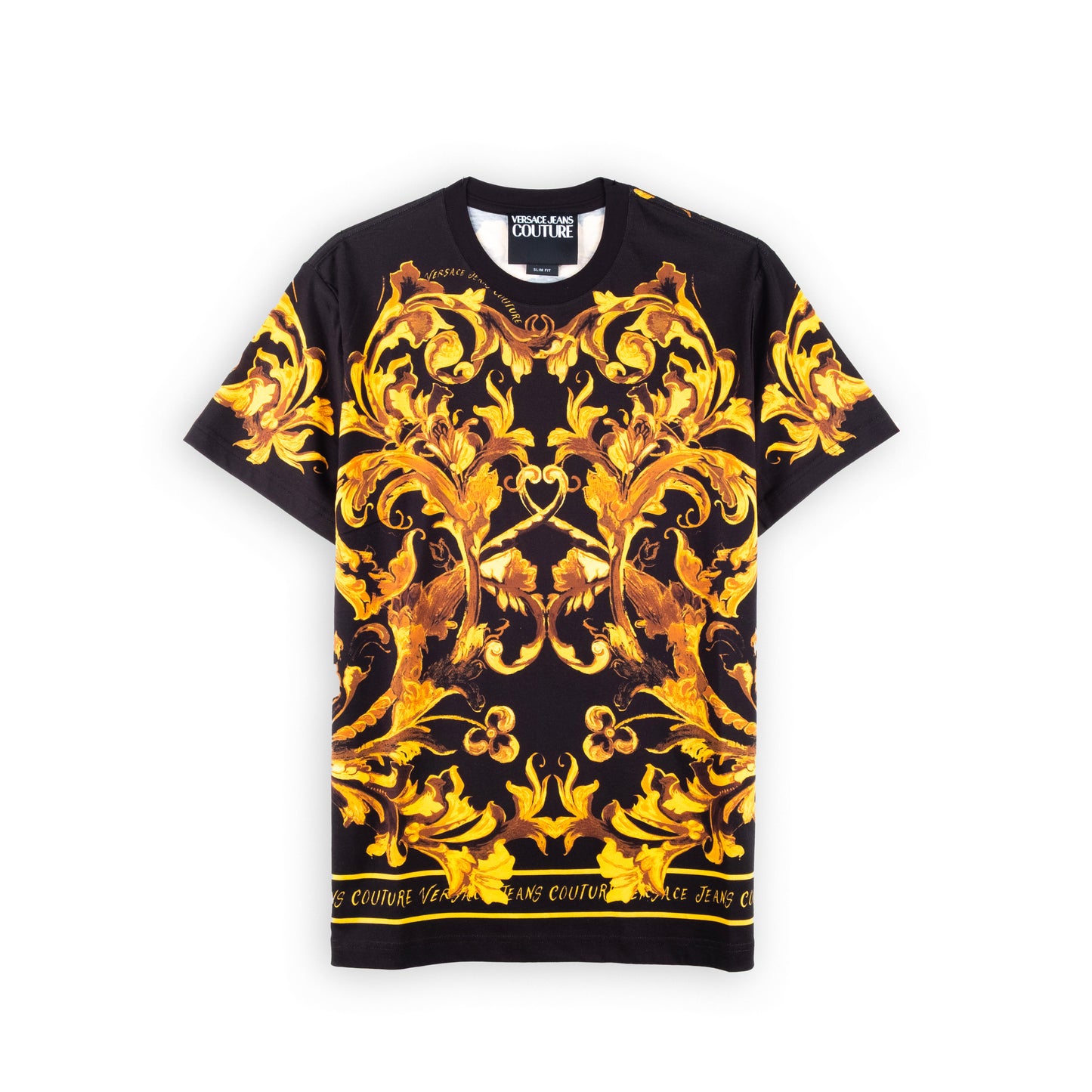 T-Shirt Homem Versace Jeans Couture Barroca Preta e Dourada