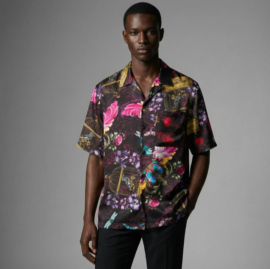 Camisa Homem Versace Couture Estampada Multicolorida