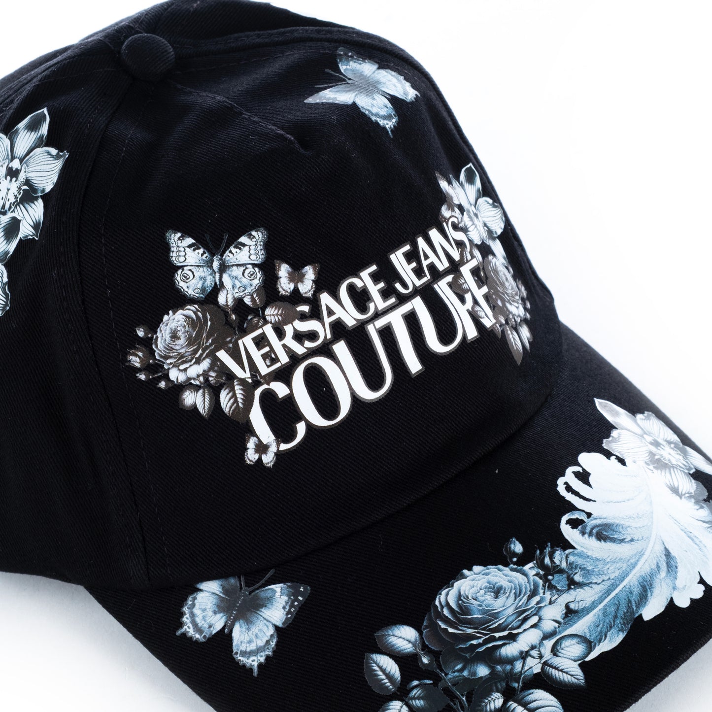 Boné Unissexo Versace Jeans Couture Preto Floral Exclusivo