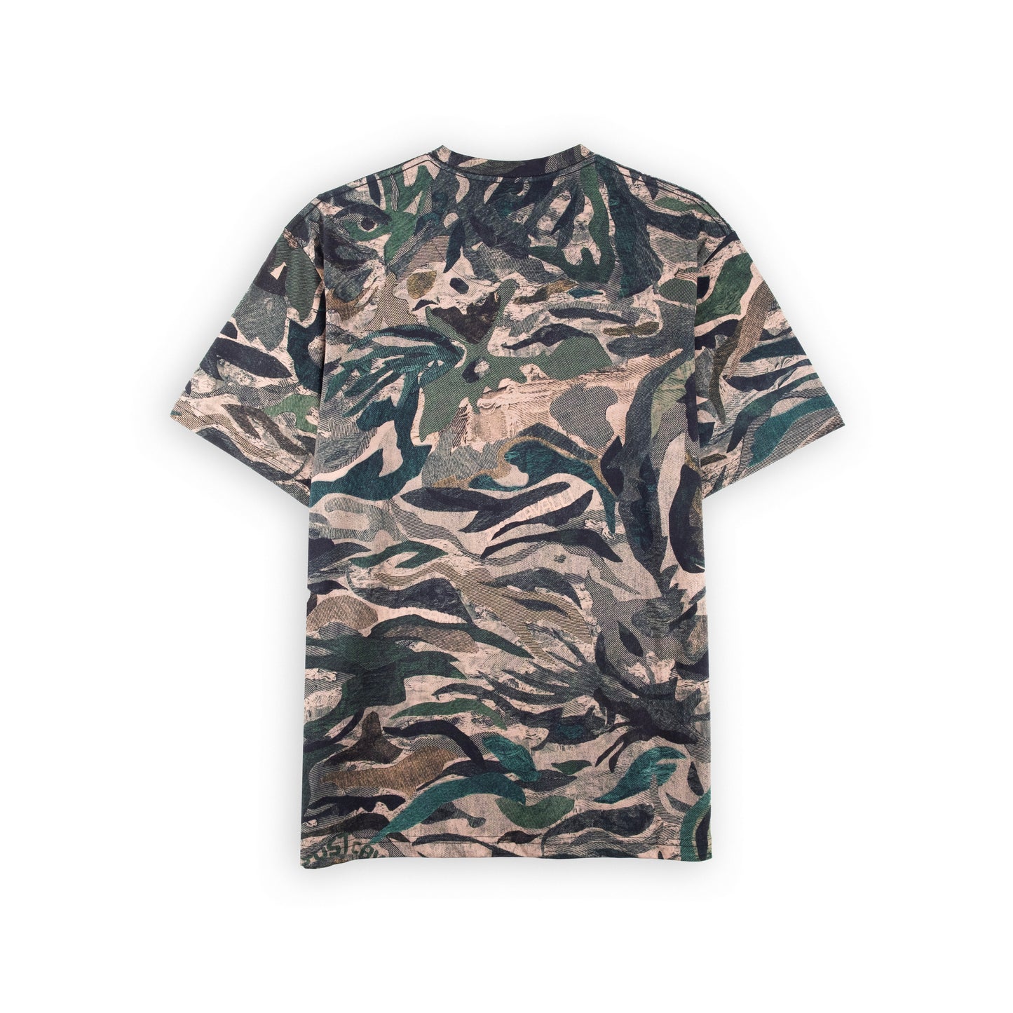 T-Shirt Homem Just Cavalli Camuflada Verde com Estampa