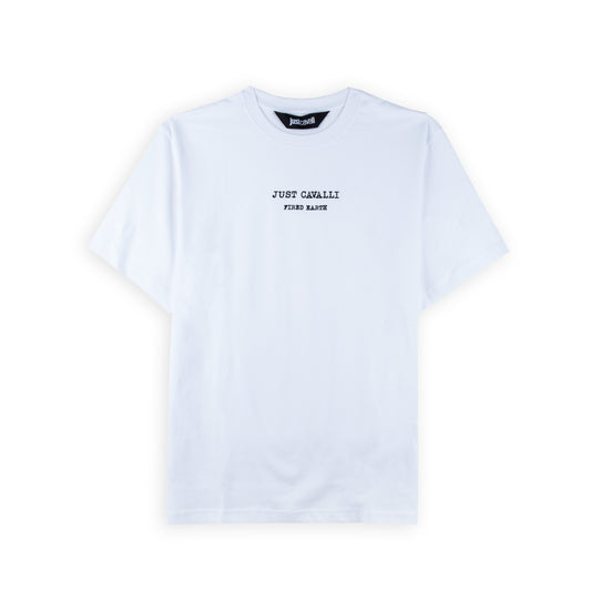 T-Shirt Homem Just Cavalli Branca com Logo