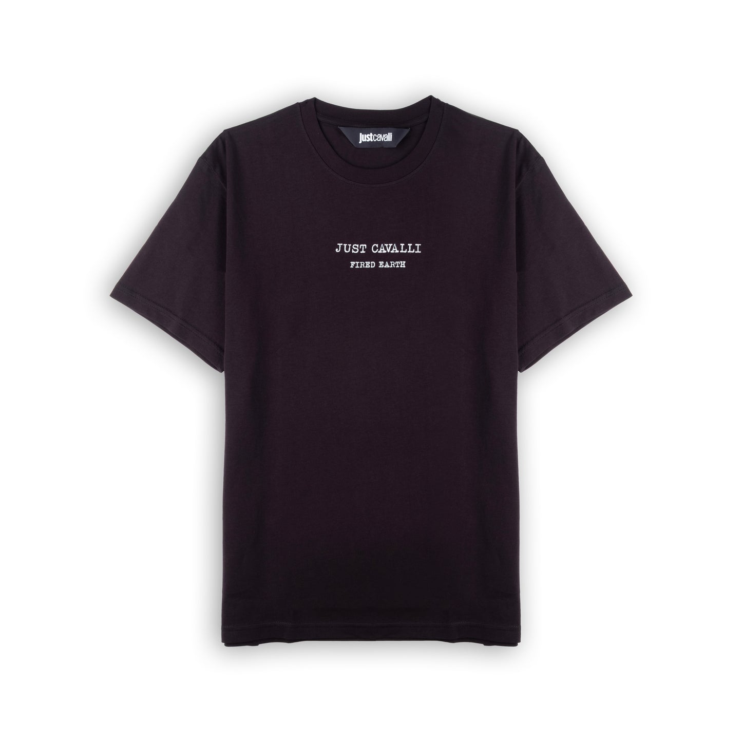 T-Shirt Homem Just Cavalli Preta com Estampa e Gola Redonda