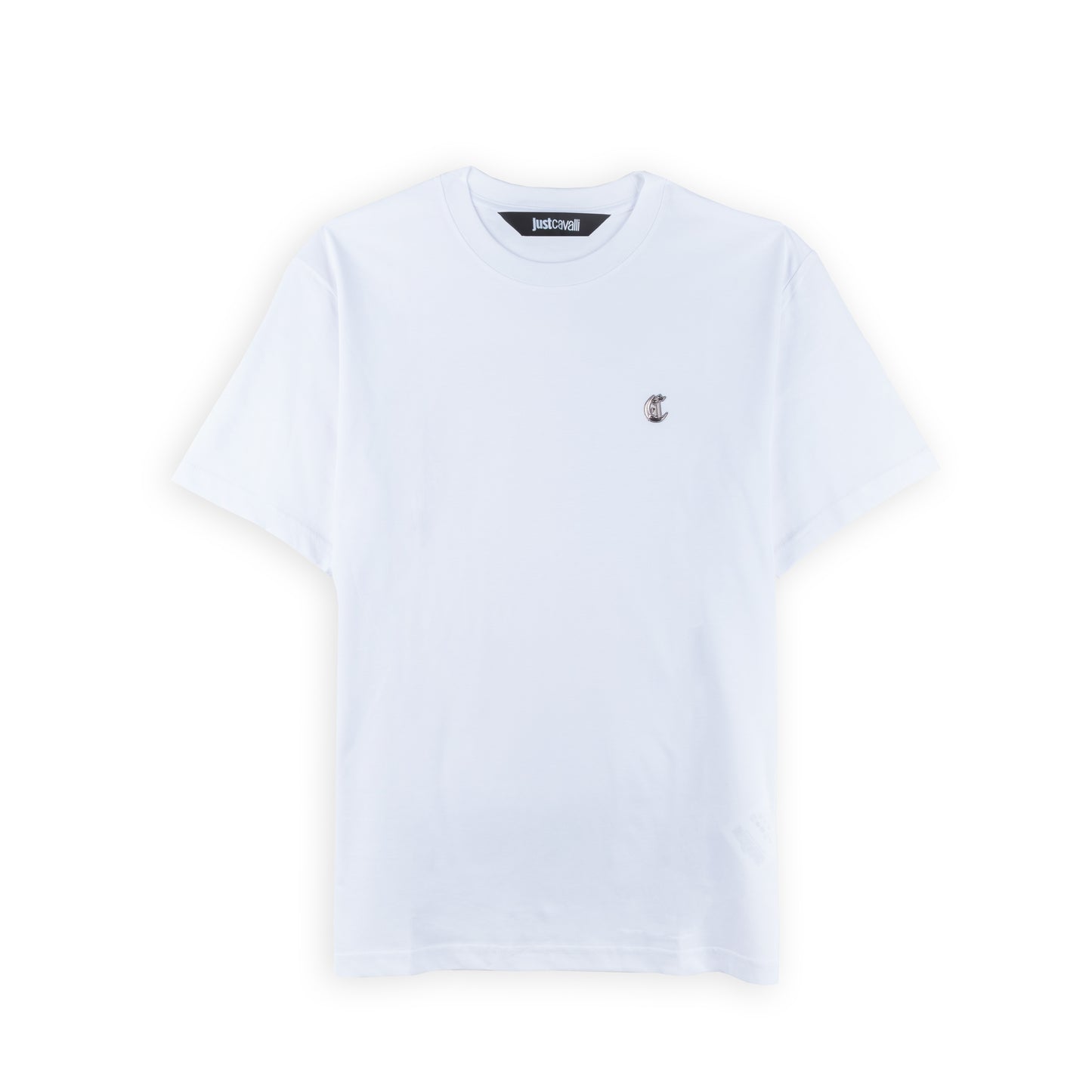 T-Shirt Homem Just Cavalli Branca Básica com Logo
