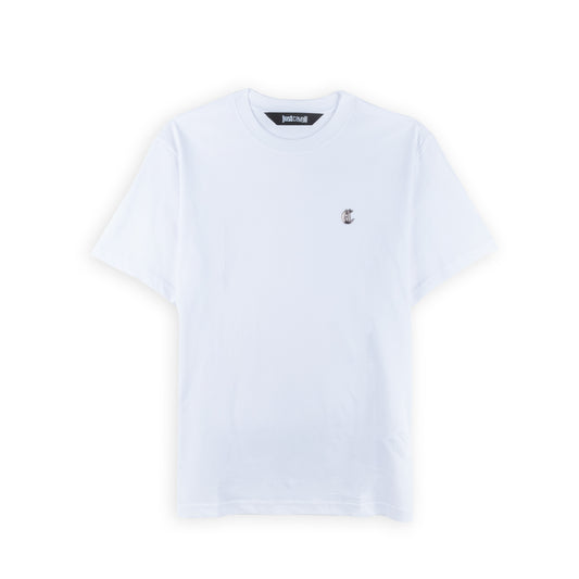T-Shirt Homem Just Cavalli Branca Básica com Logo