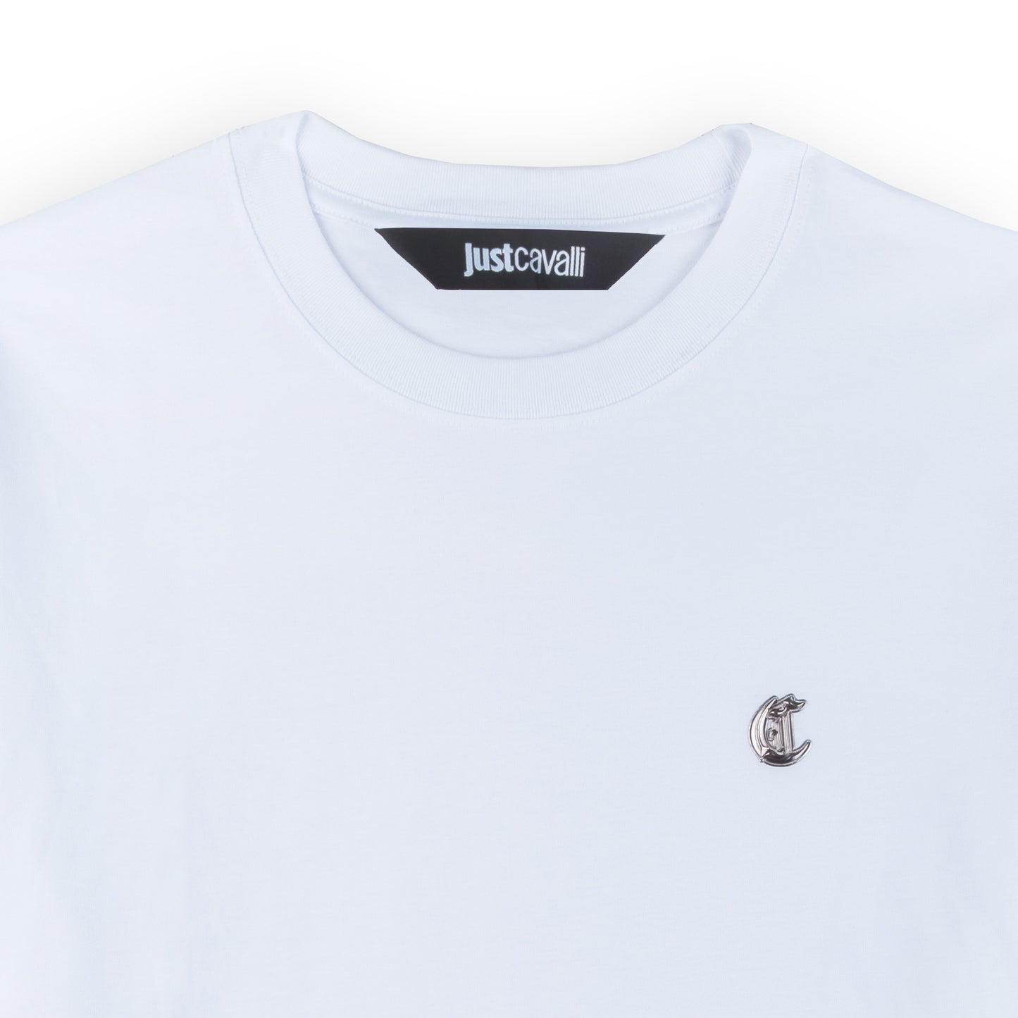 T-Shirt Homem Just Cavalli Branca Básica com Logo
