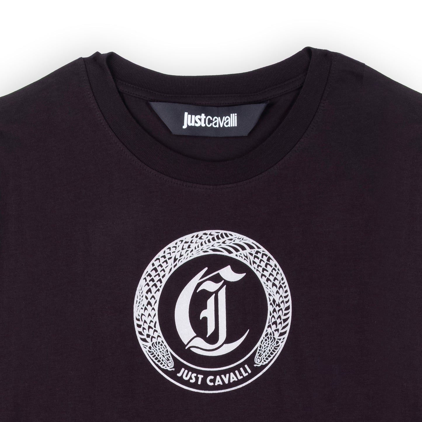 T-Shirt Homem Just Cavalli Preta com Estampa Frontal