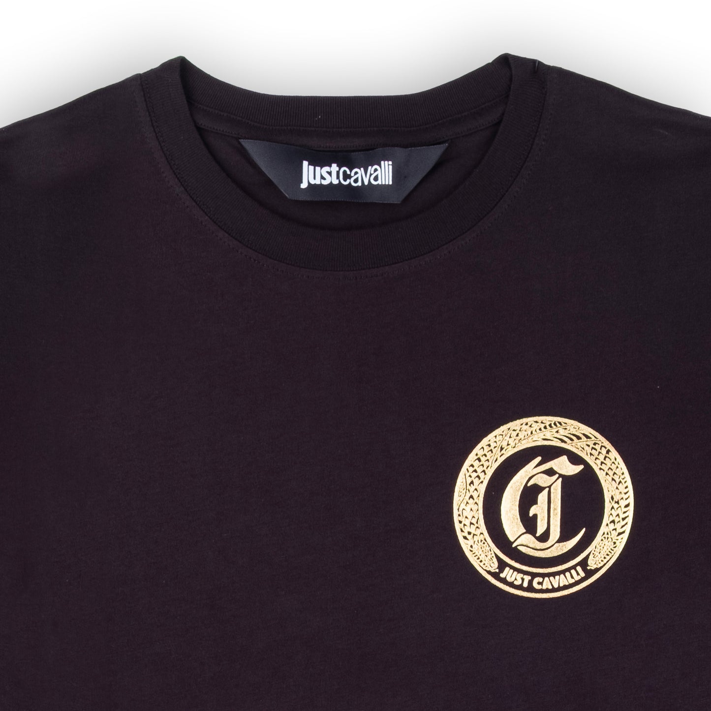 T-Shirt Homem Just Cavalli Preta com Emblema