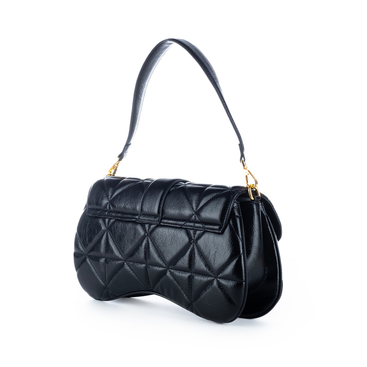 Bolsa Satchel Just Cavalli Preta com Detalhes Dourados