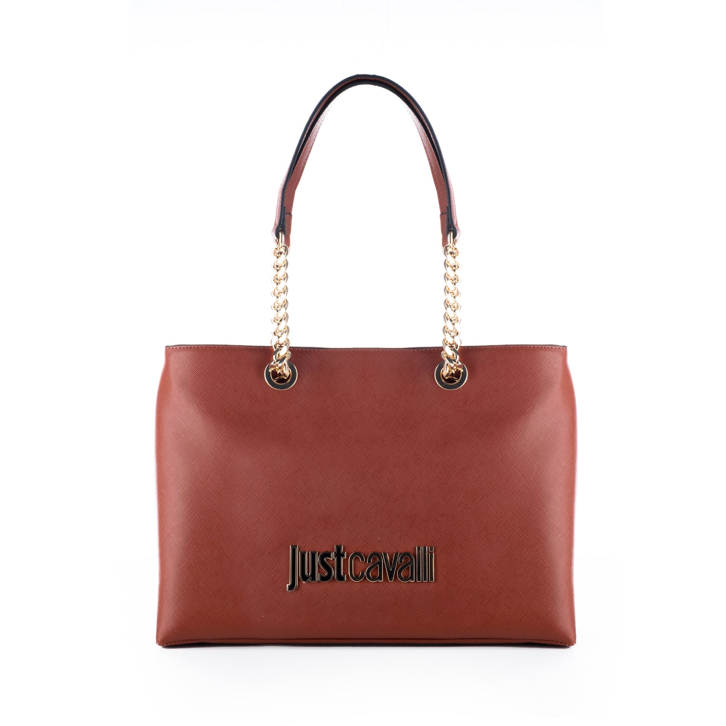 Bolsa de ombro Just Cavalli, Marrom com Detalhes em Corrente Dourada