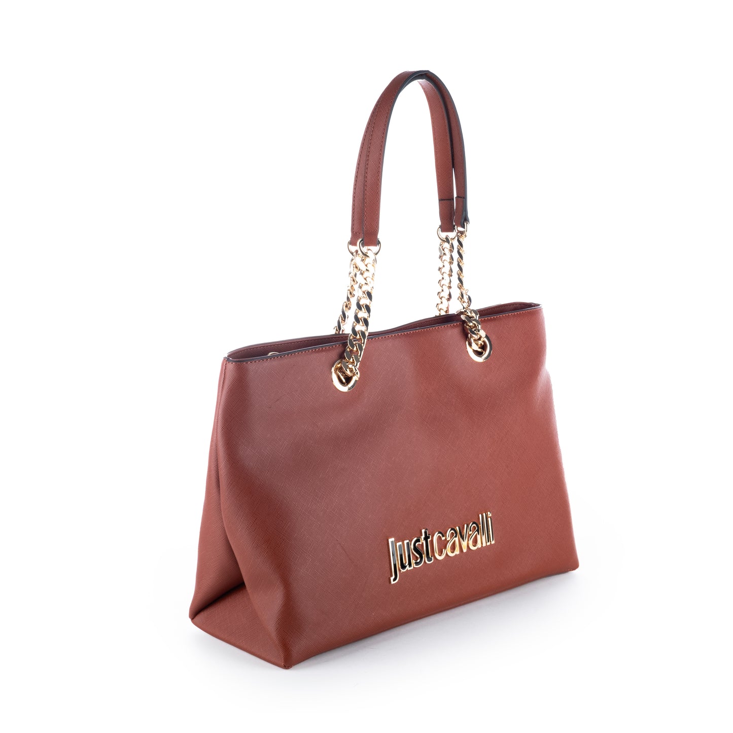 Bolsa de ombro Just Cavalli, Marrom com Detalhes em Corrente Dourada