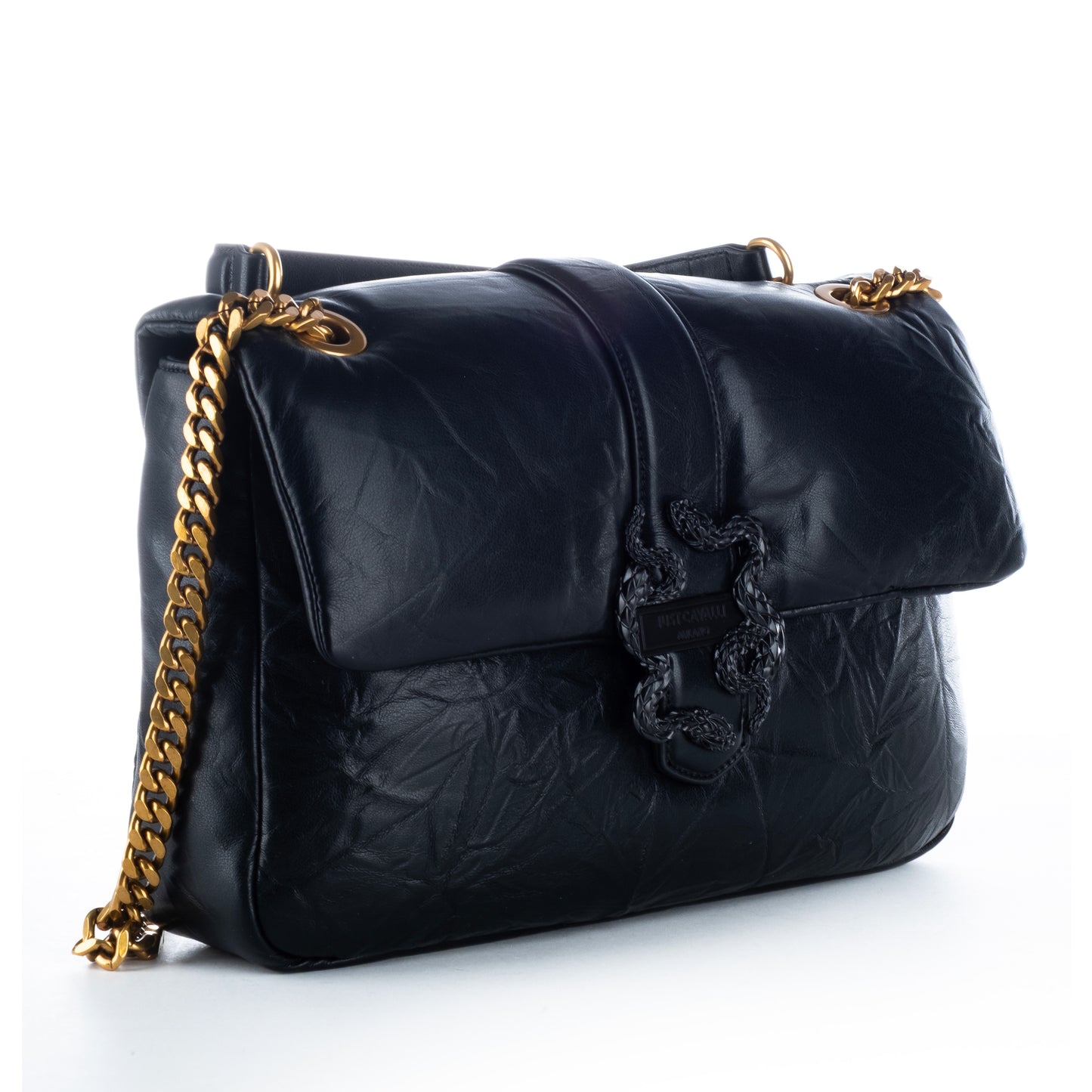 Bolsa de ombro Just Cavalli Preto Detalhes Elegantes