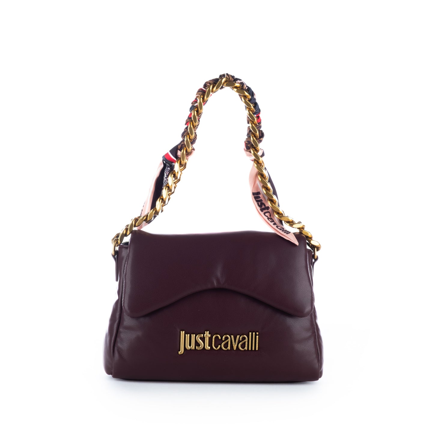 Bolsa de ombro Just Cavalli Vinho com Detalhe de Corrente