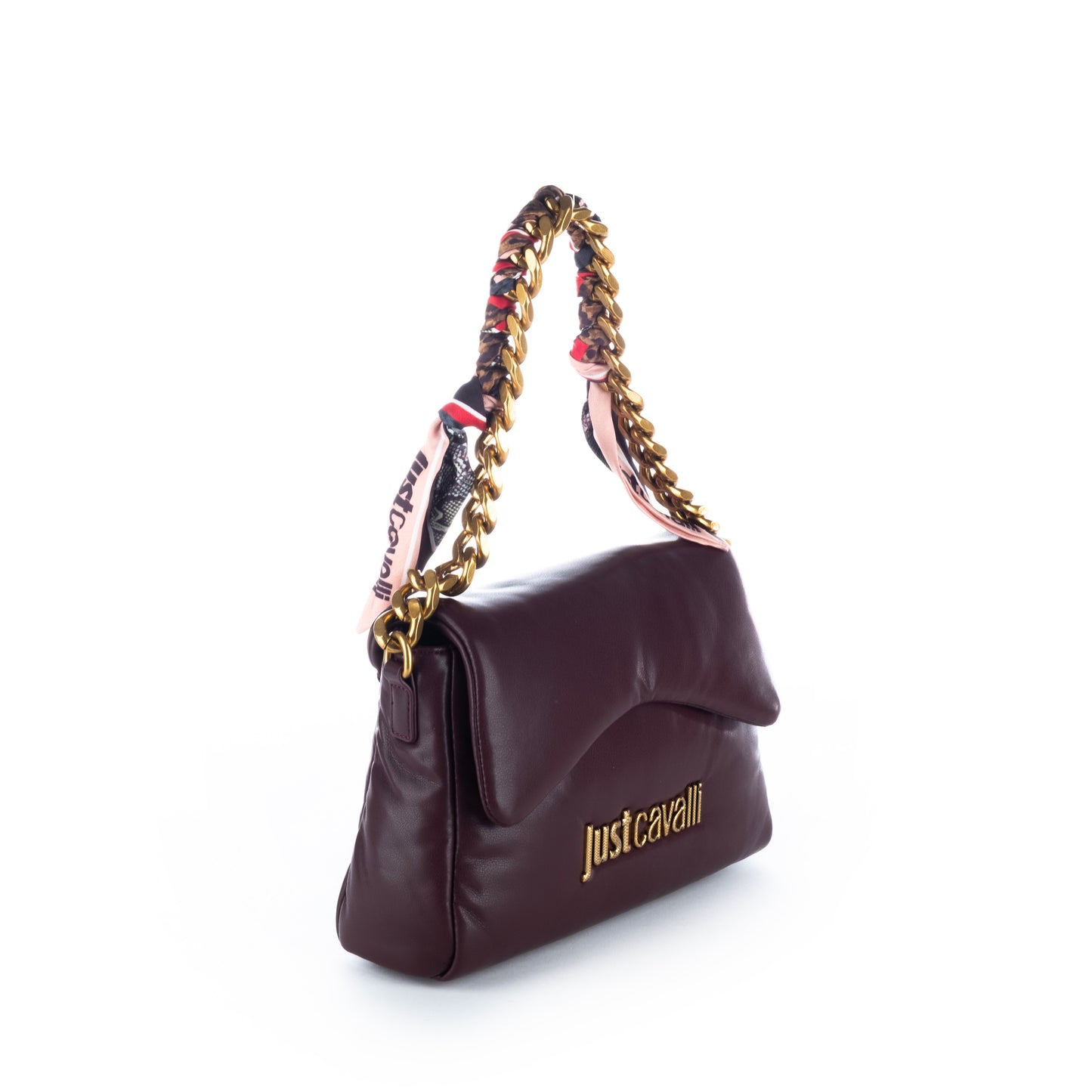 Bolsa de ombro Just Cavalli Vinho com Detalhe de Corrente