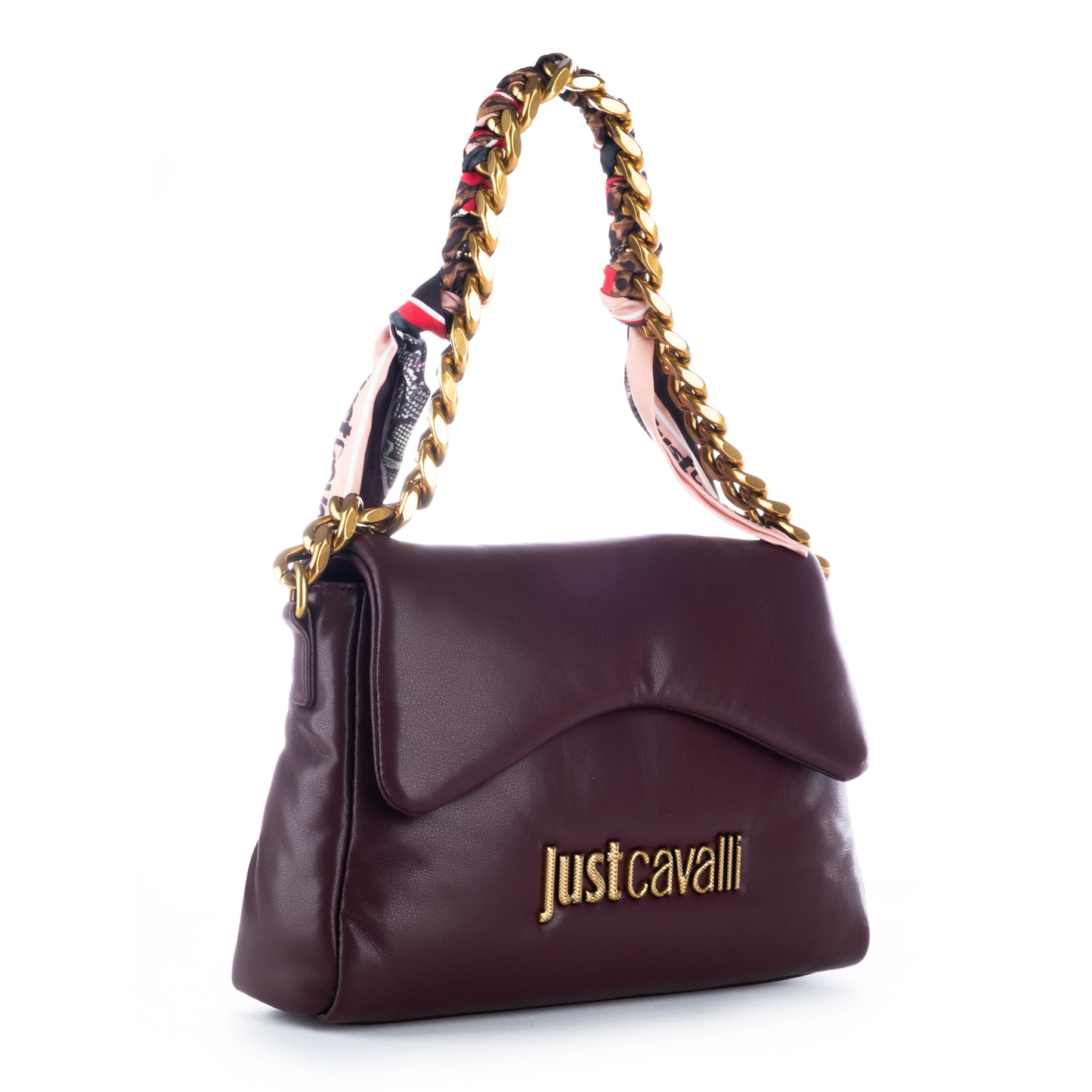 Bolsa de ombro Just Cavalli Vinho com Detalhe de Corrente
