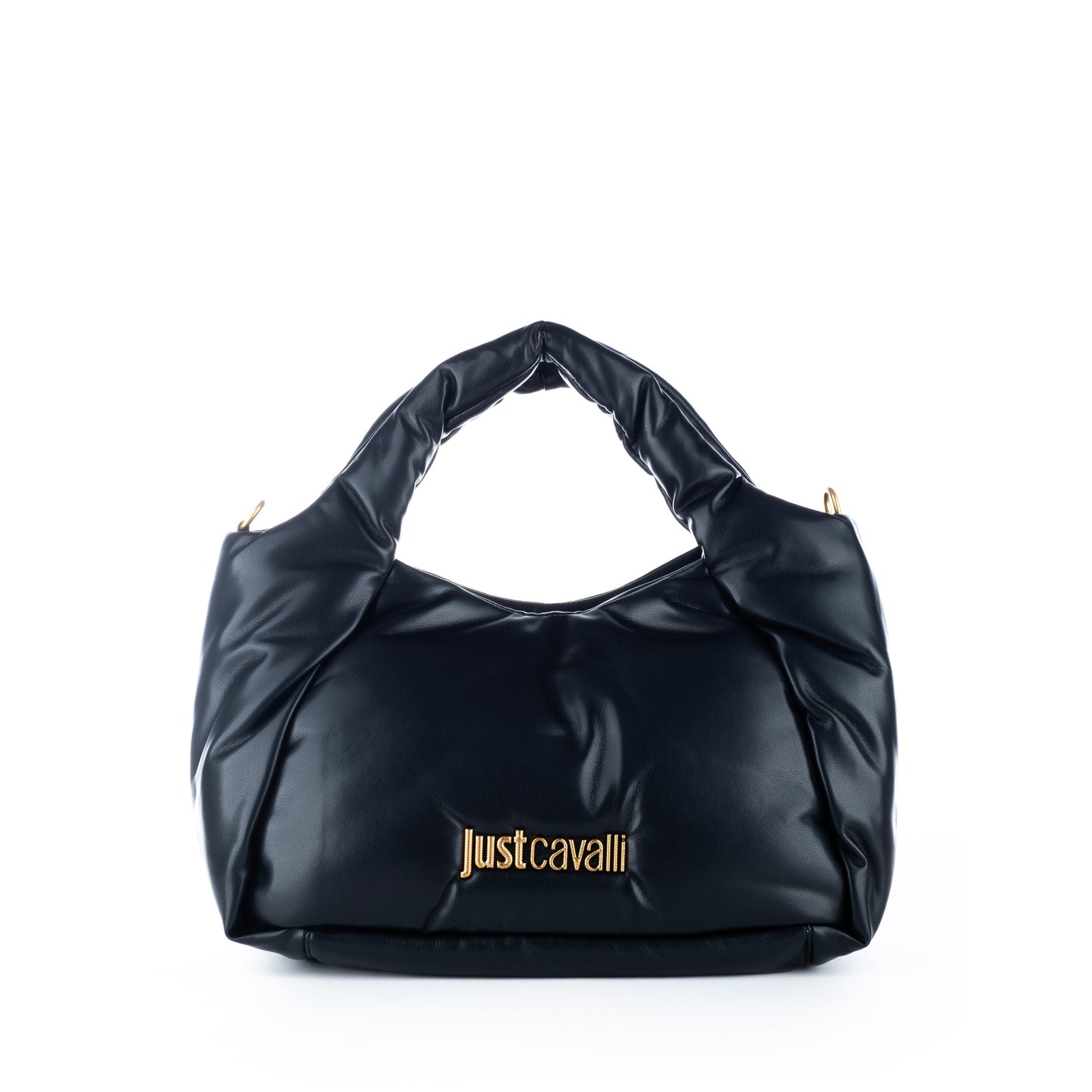 Bolsa saco de ombro Just Cavalli Preta com Detalhes Luxuosos