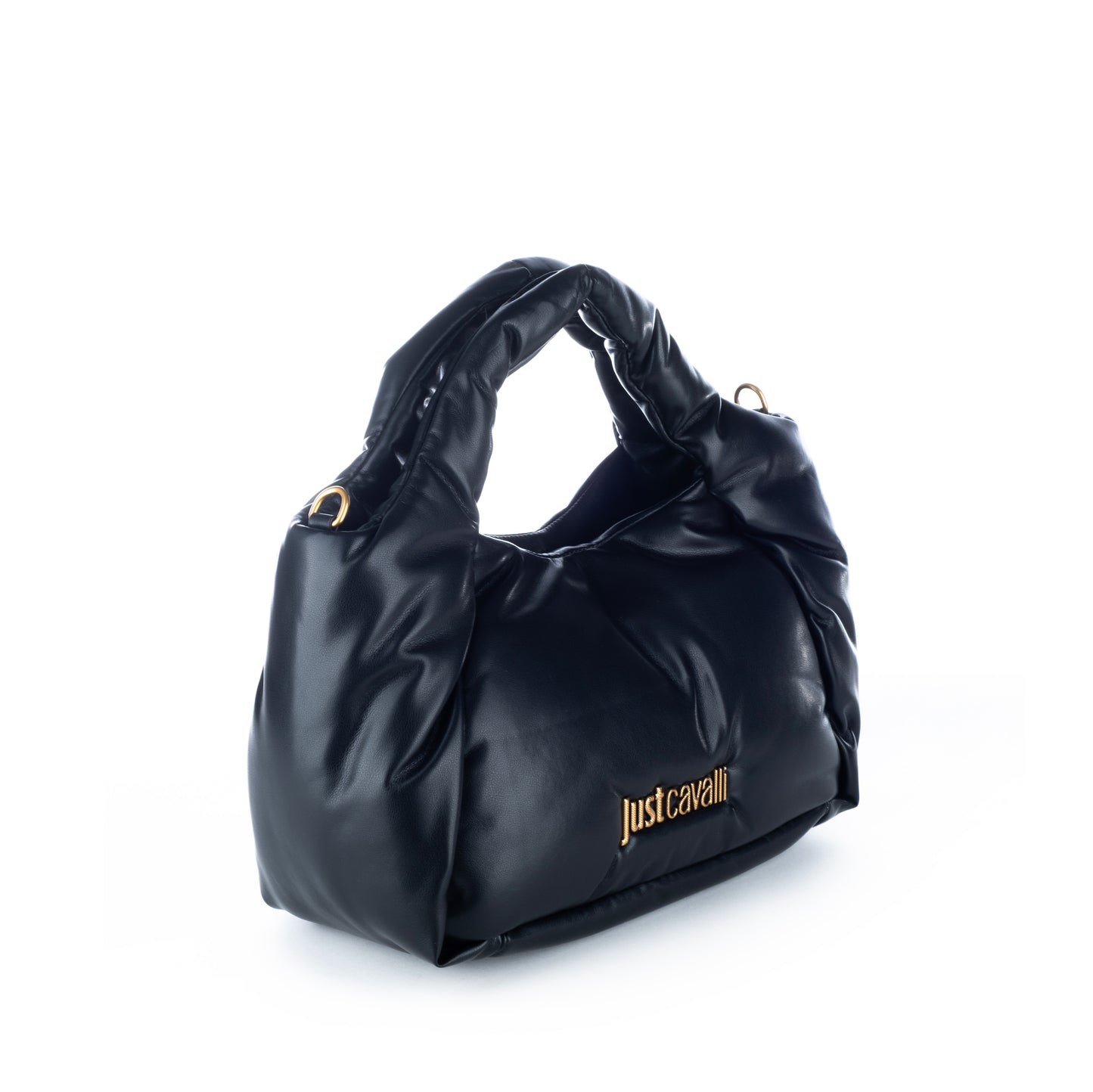 Bolsa saco de ombro Just Cavalli Preta com Detalhes Luxuosos