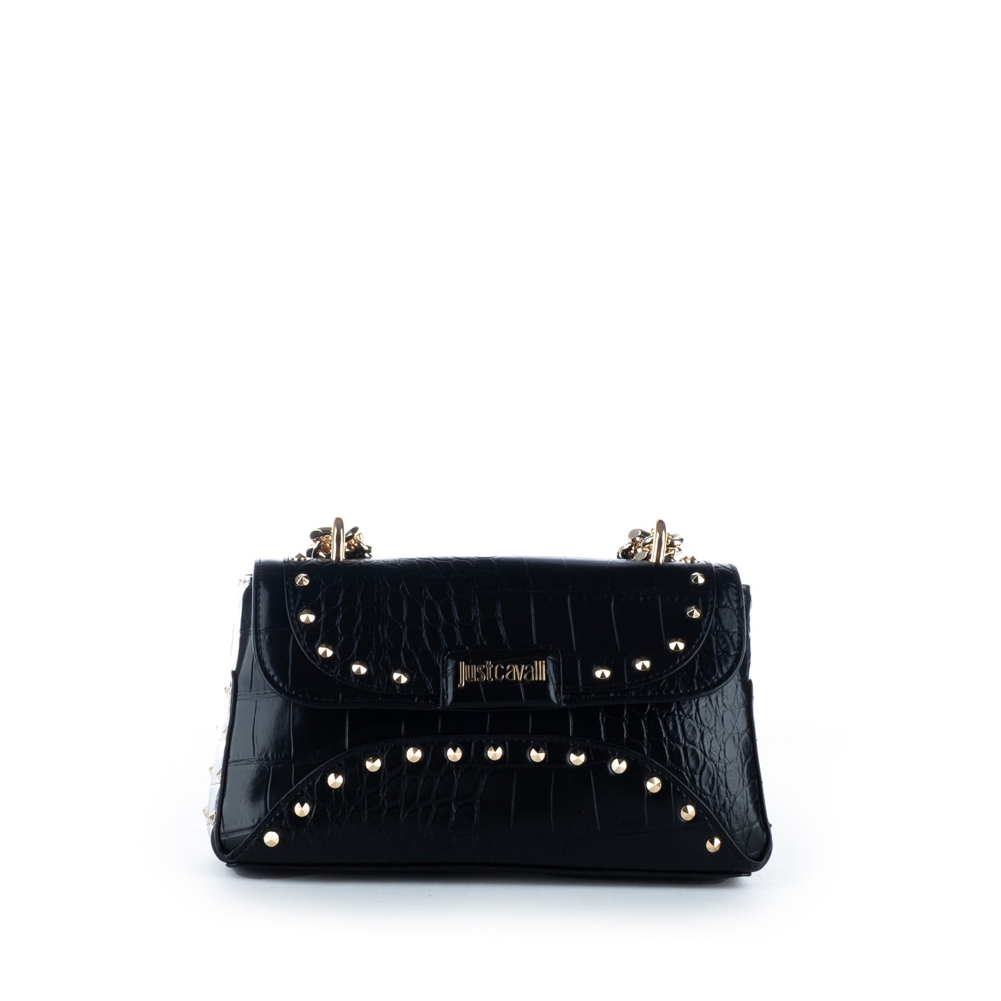 Bolsa de Ombro Clutch Just Cavalli Preta com Tachas