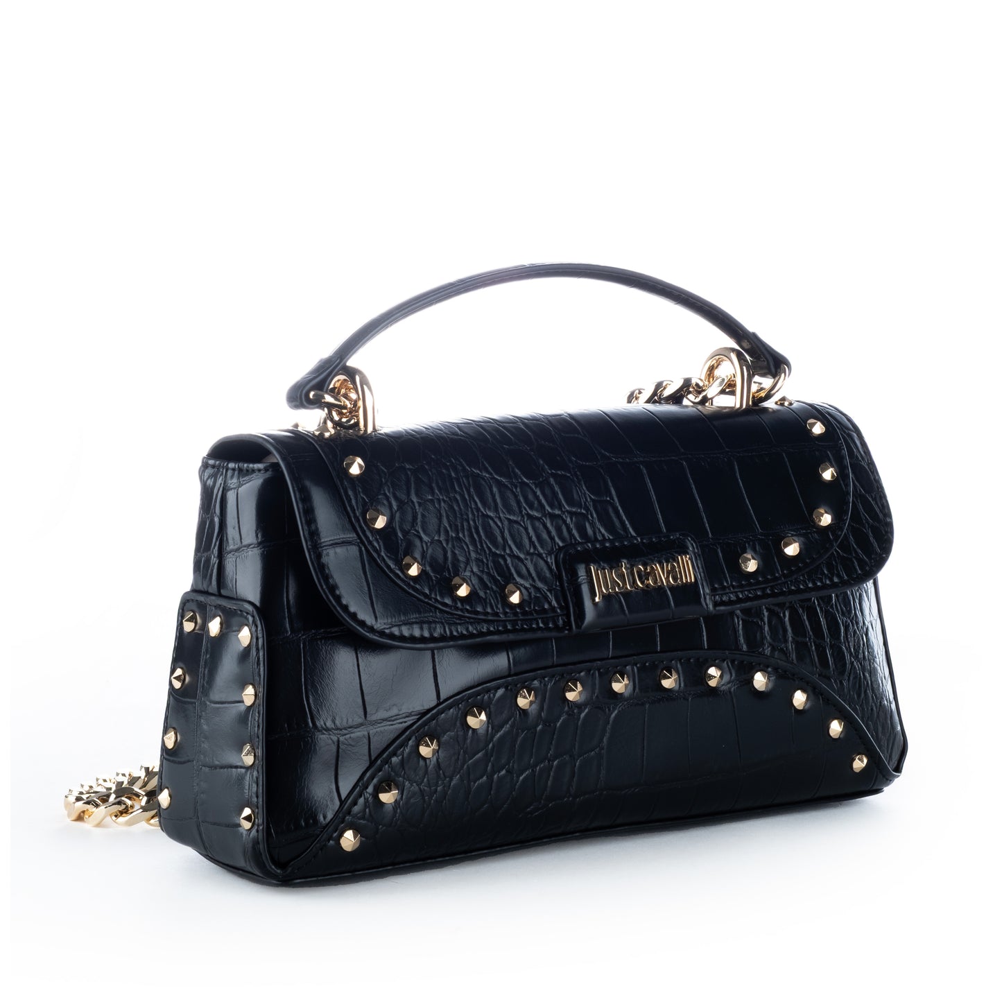 Bolsa de Ombro Clutch Just Cavalli Preta com Tachas