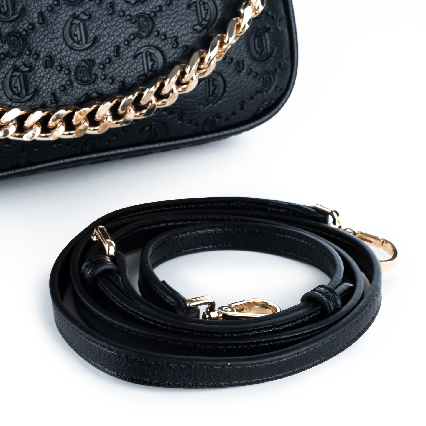 Bolsa Tiracolo Just Cavalli Preta com Detalhes em Dourado