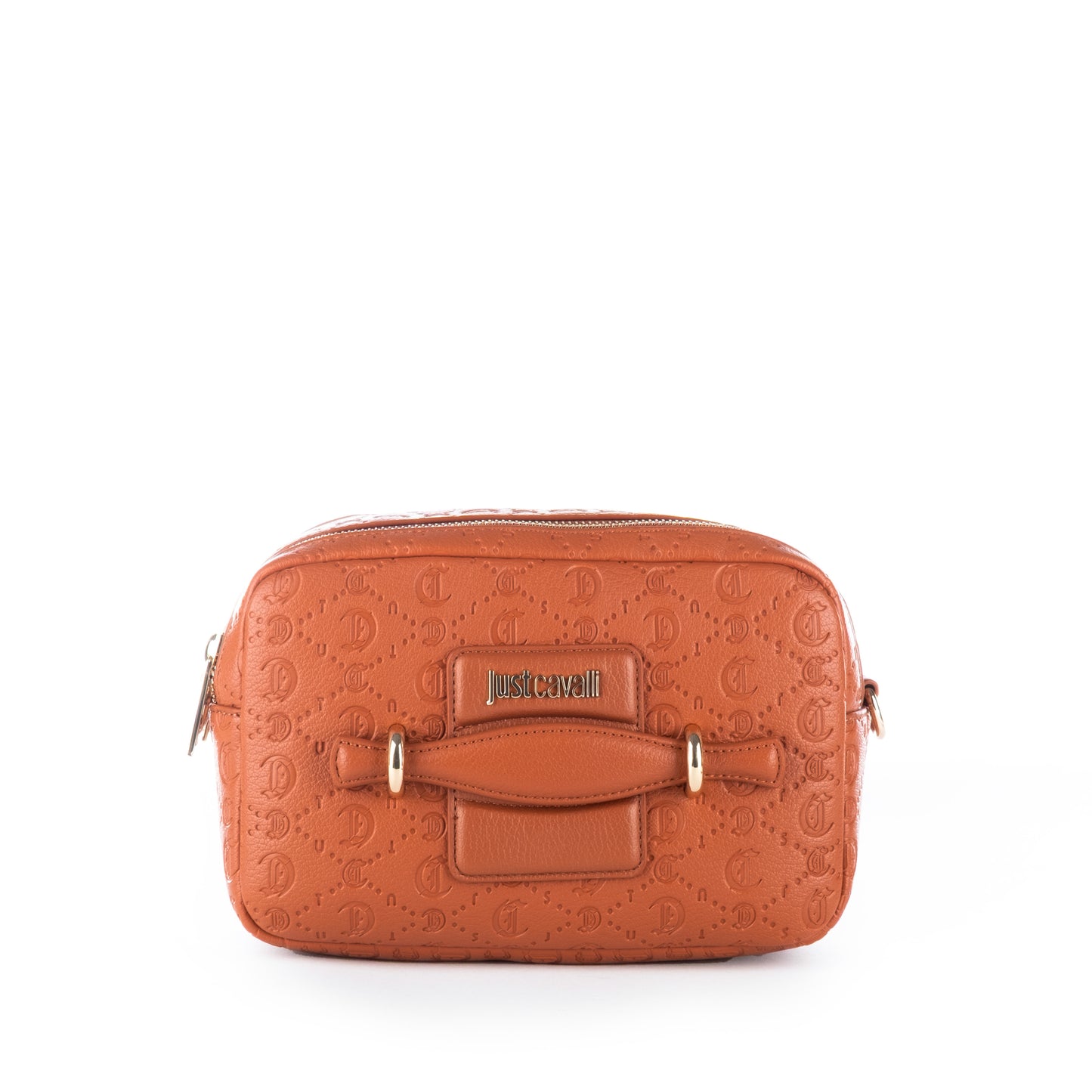 Bolsa Tiracolo Just Cavalli Laranja Texturizada com Detalhes Metálicos