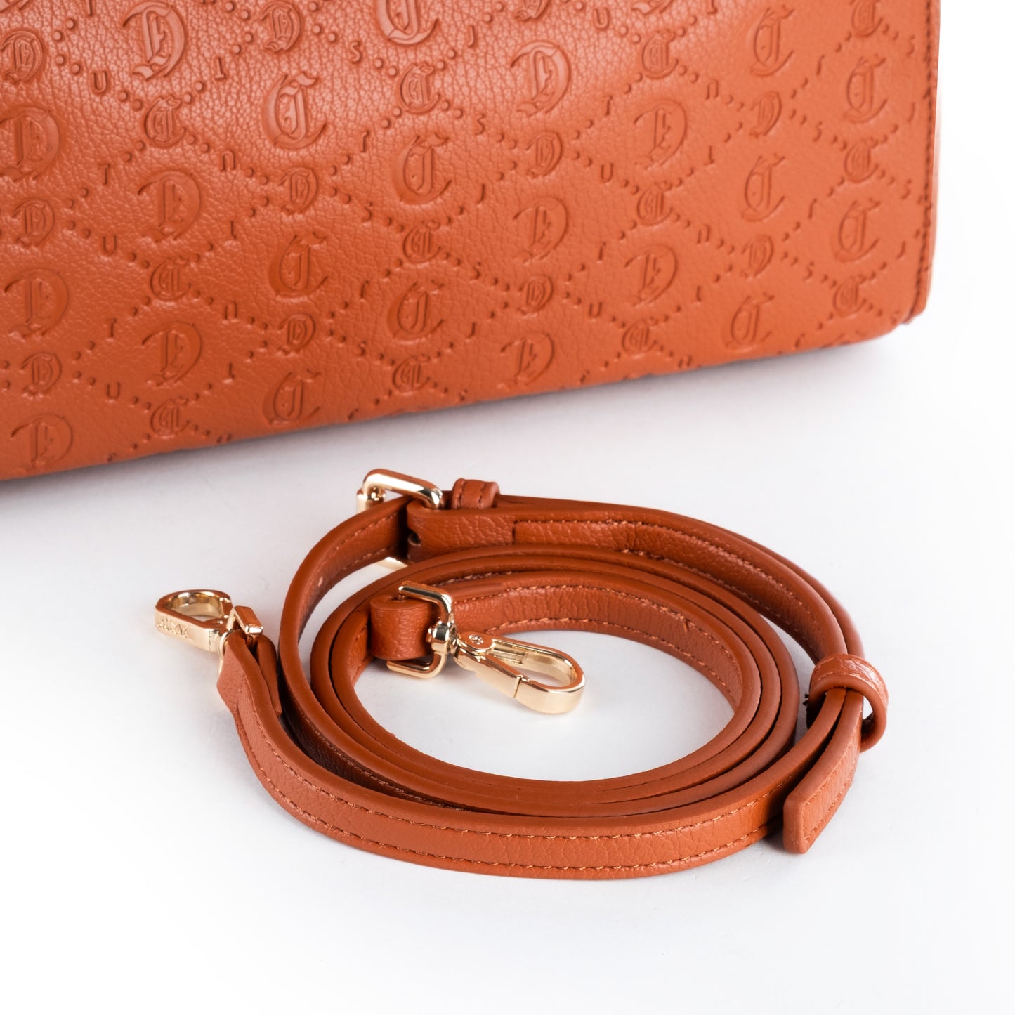 Bolsa Satchel Just Cavalli Caramelo Texturizada