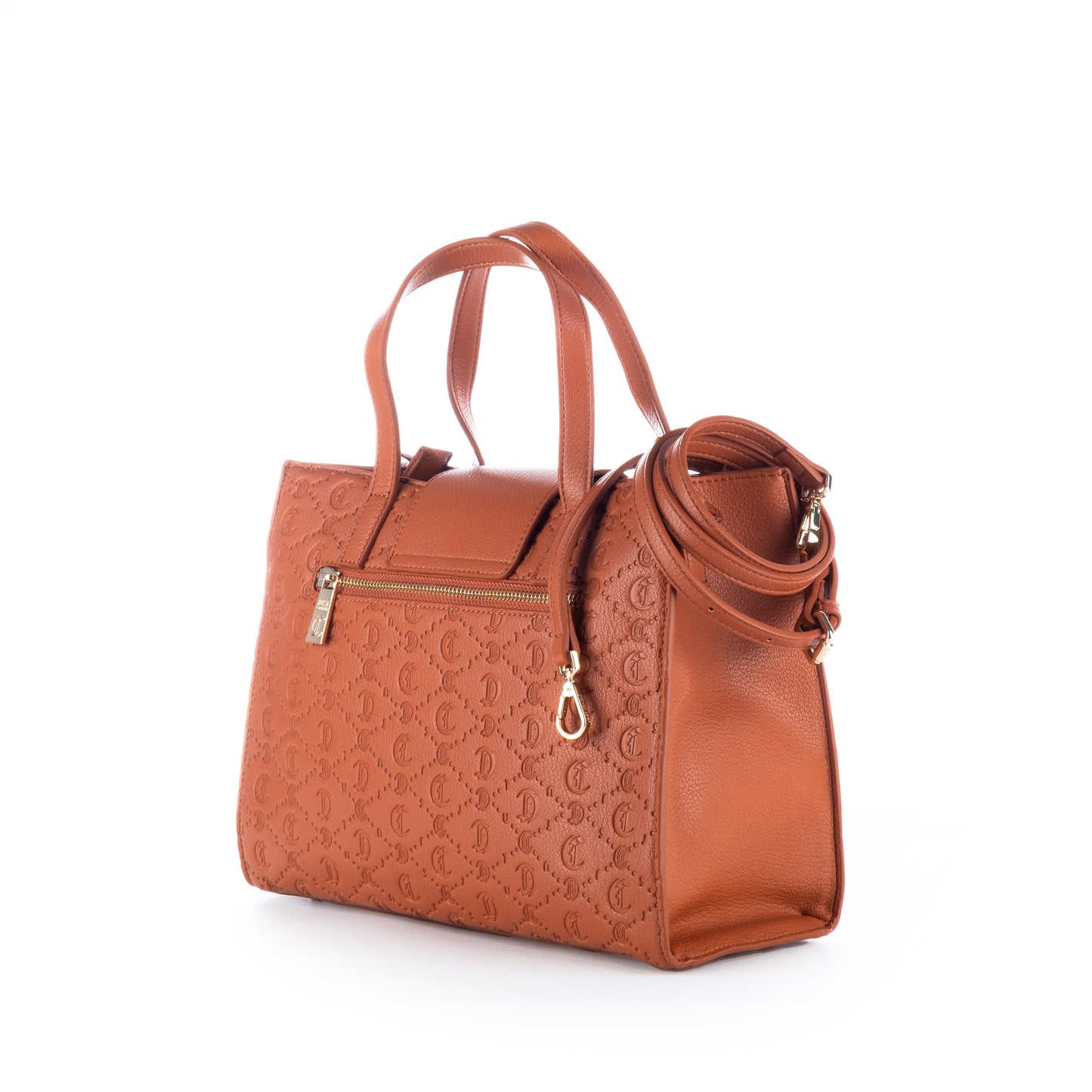 Bolsa Satchel Just Cavalli Caramelo Texturizada