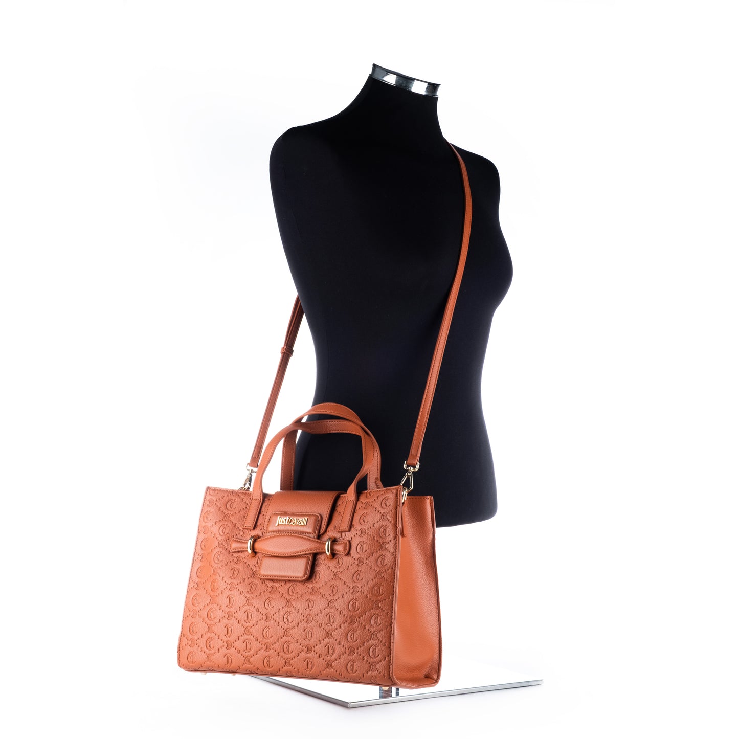Bolsa Satchel Just Cavalli Caramelo Texturizada