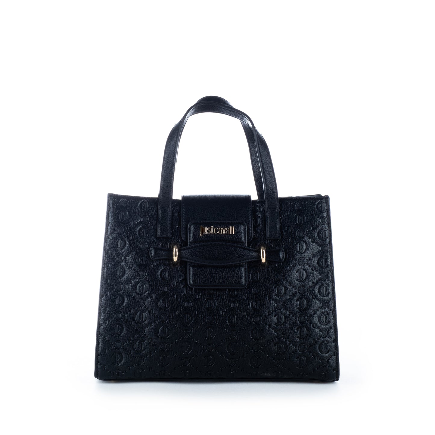 Bolsa Satchel Just Cavalli Preta com Relevo Elegante
