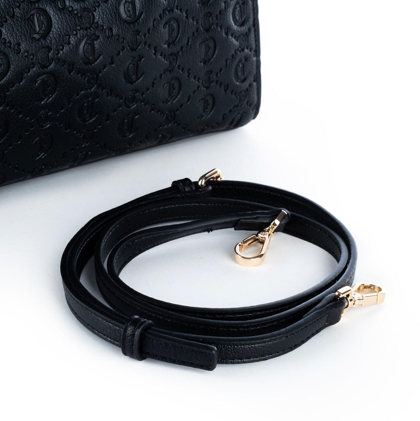 Bolsa Satchel Just Cavalli Preta com Relevo Elegante