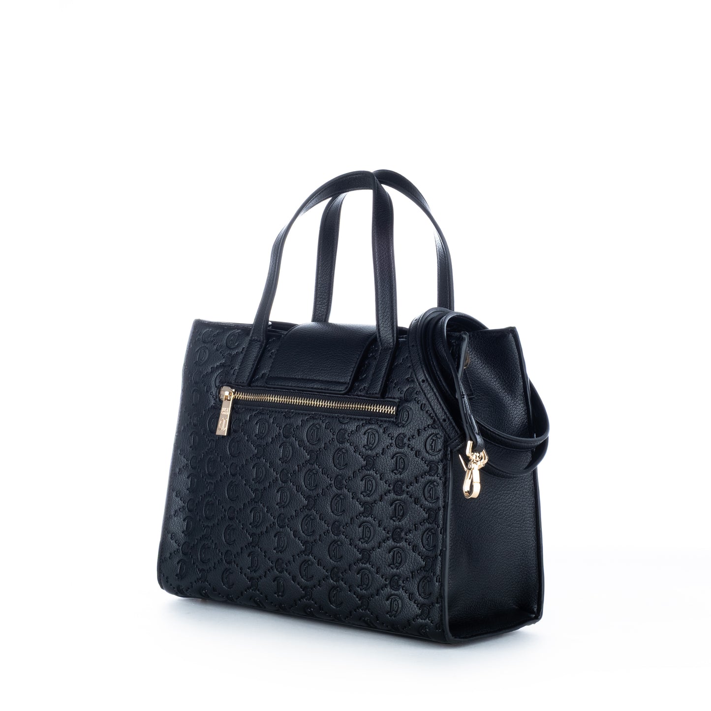 Bolsa Satchel Just Cavalli Preta com Relevo Elegante