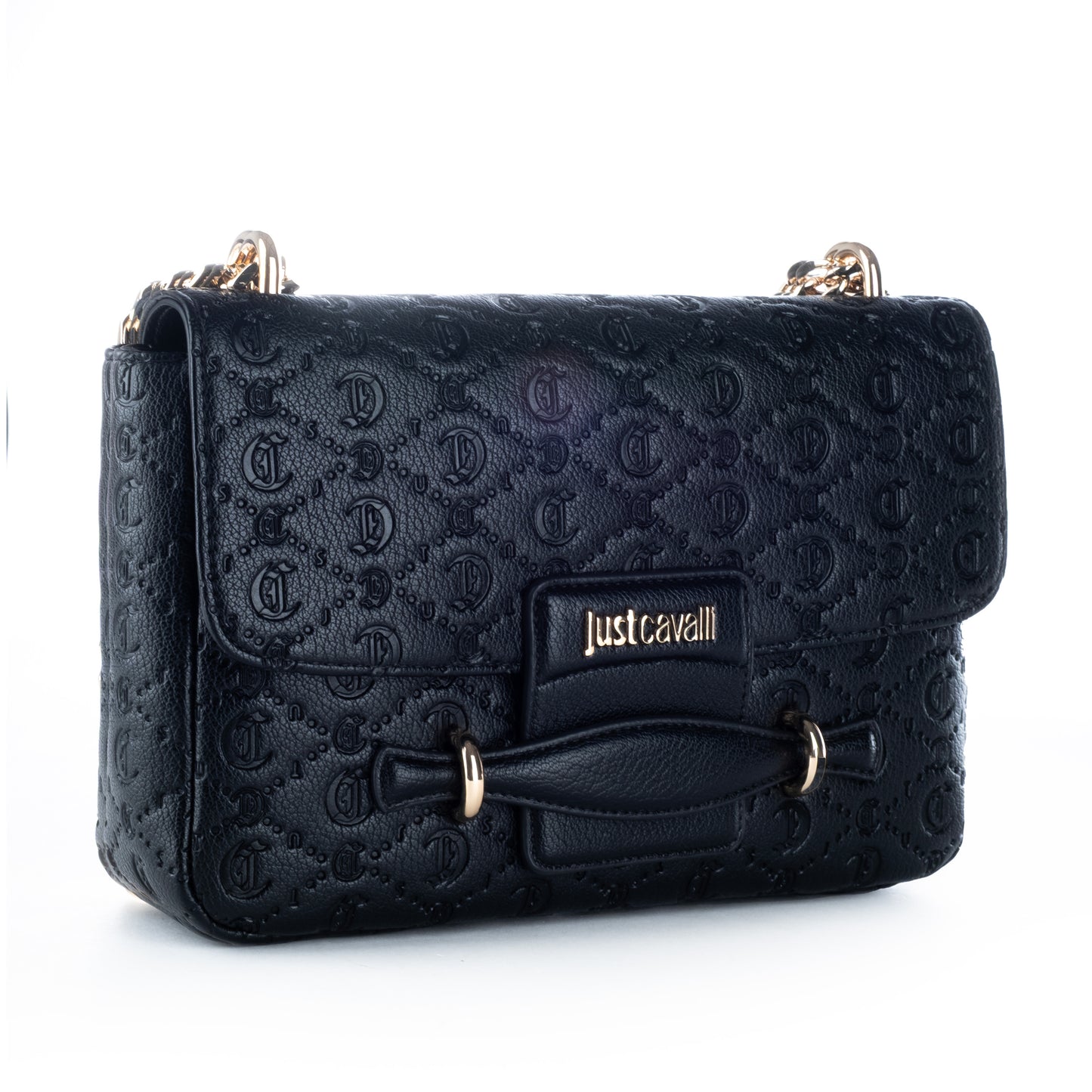 Bolsa Tiracolo Just Cavalli Preta com Detalhe Texturizado