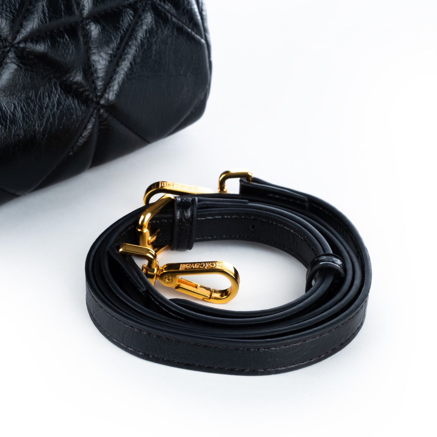 Bolsa Satchel Just Cavalli Preta com Acabamento Dourado