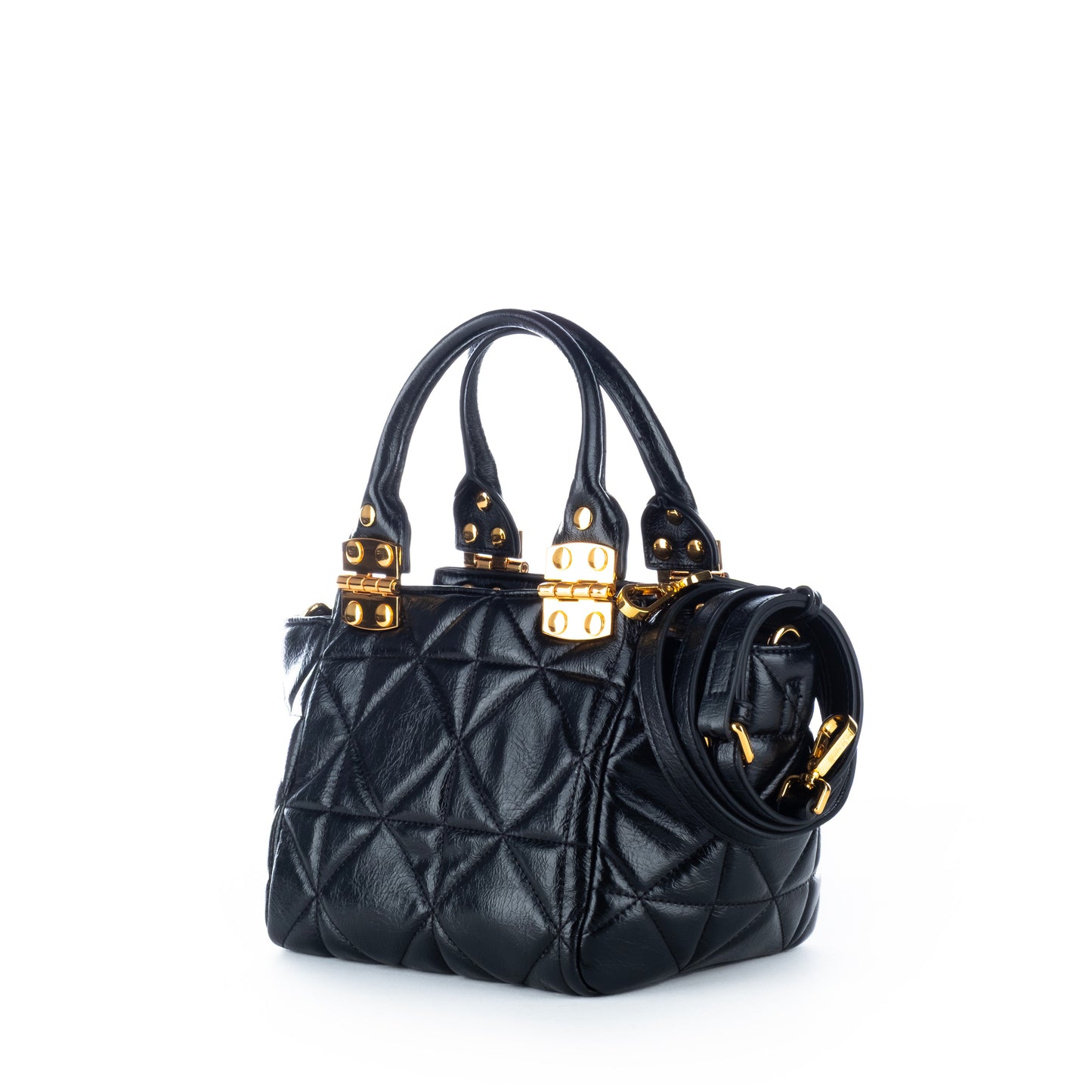 Bolsa Satchel Just Cavalli Preta com Acabamento Dourado