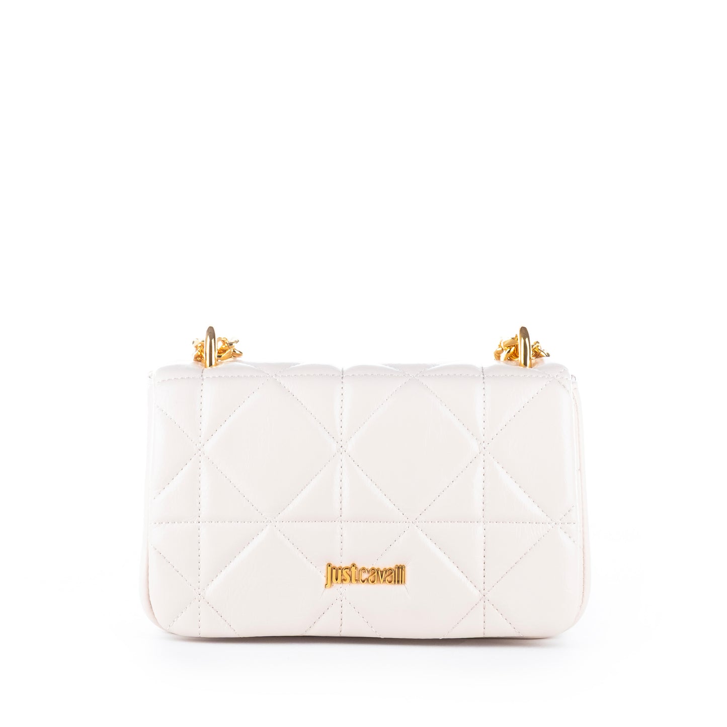 Bolsa de Ombro Clutch Just Cavalli Branca com Detalhes Dourados
