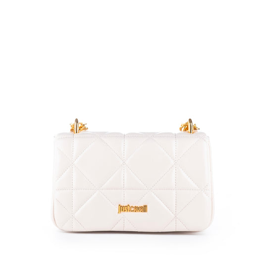 Bolsa de Ombro Clutch Just Cavalli Branca com Detalhes Dourados