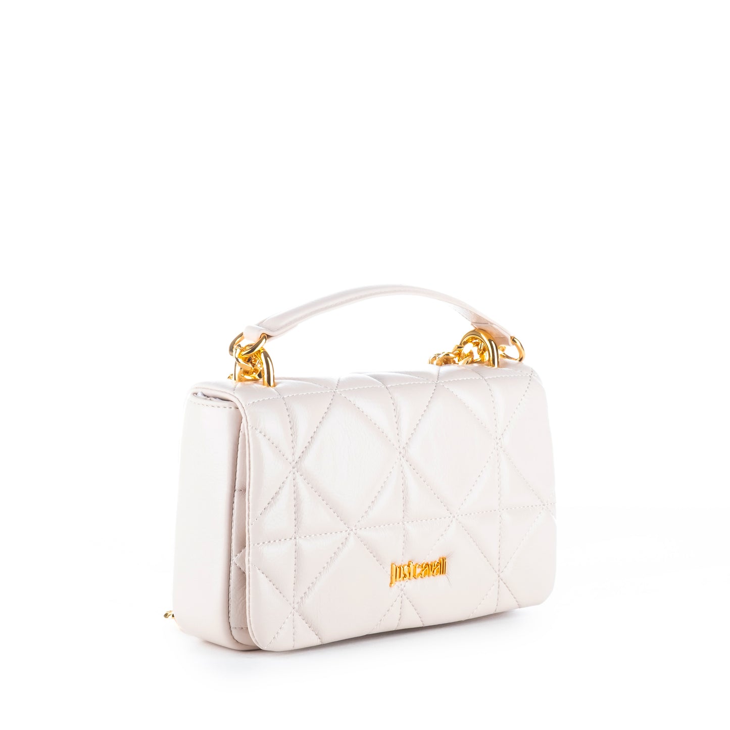 Bolsa de Ombro Clutch Just Cavalli Branca com Detalhes Dourados