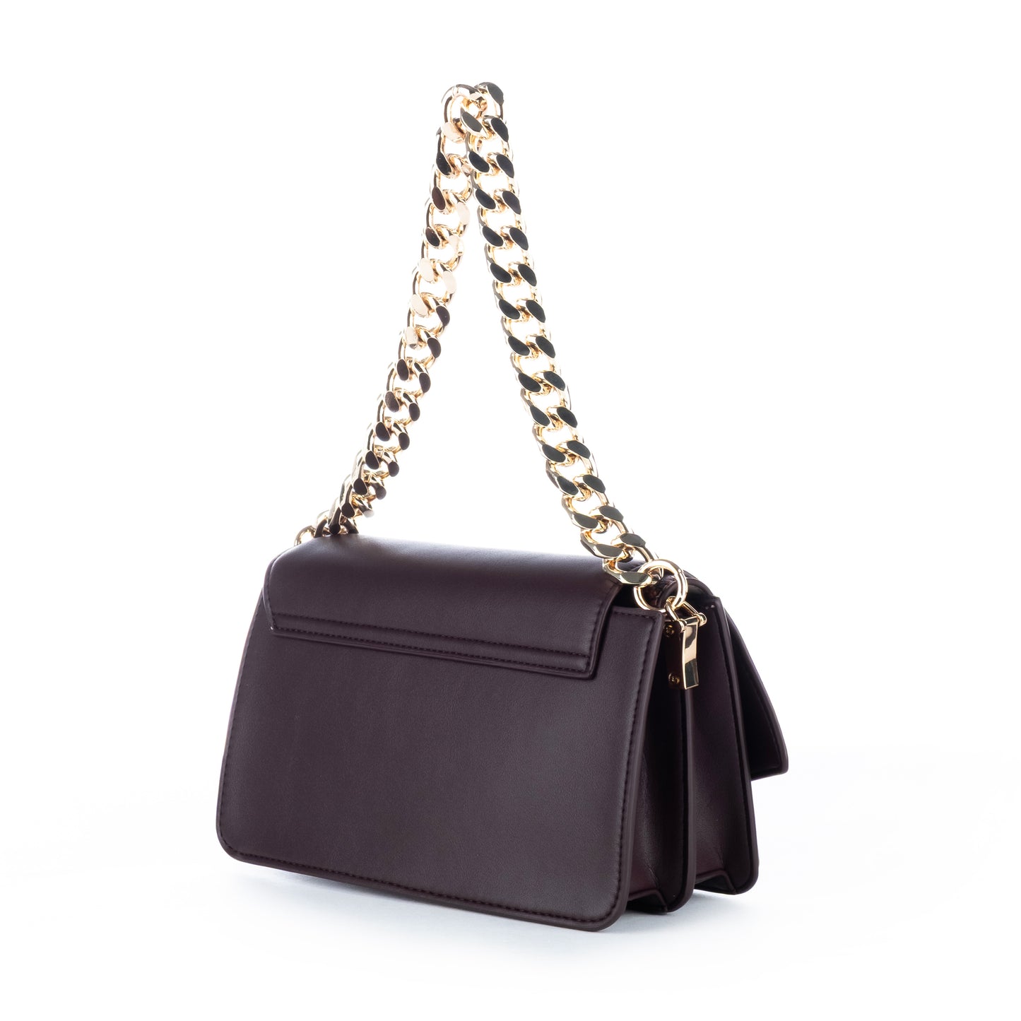 Bolsa de Ombro Just Cavalli Bordô/Bege com Corrente Dourada