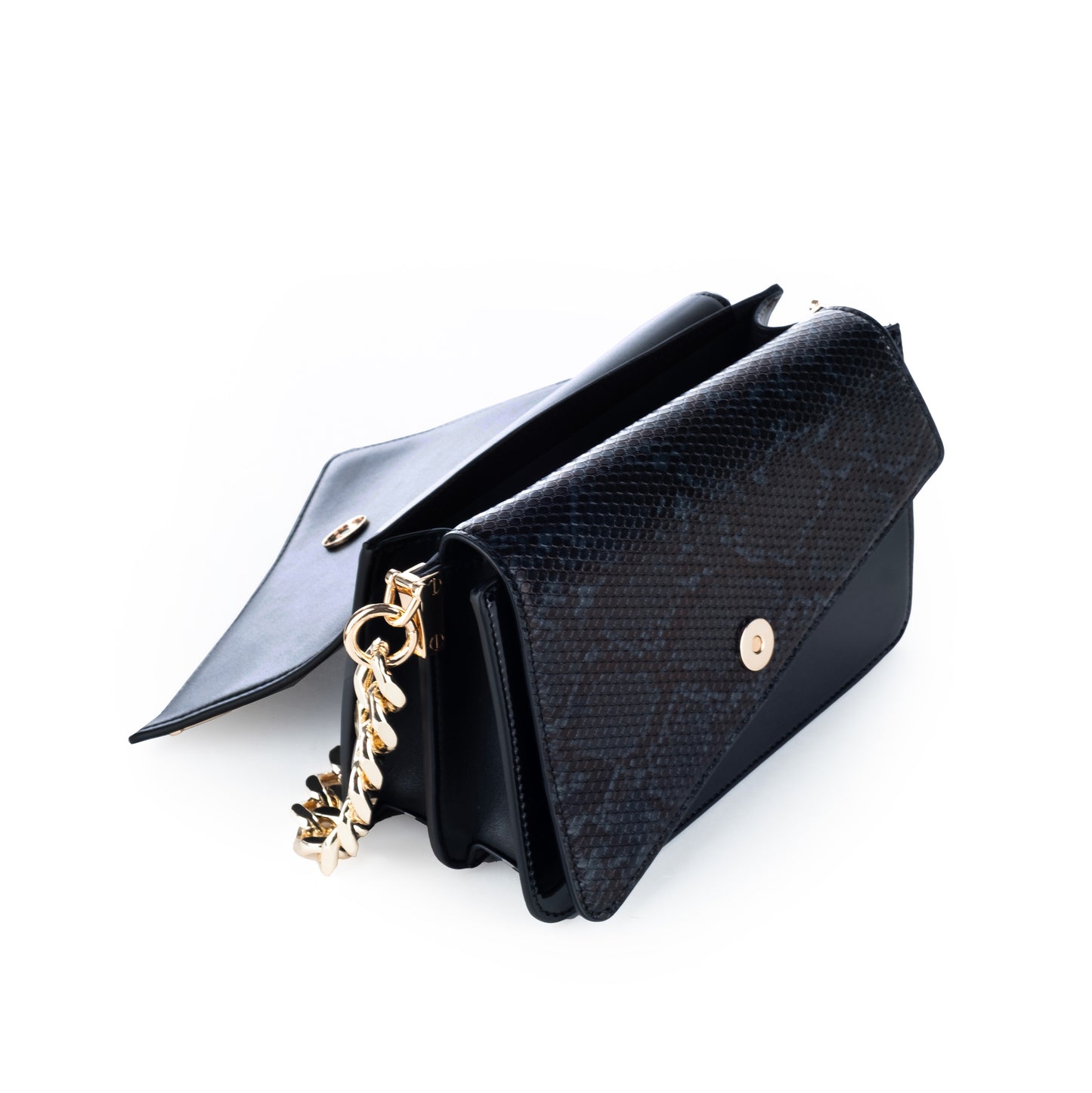 Bolsa Ombro de Mulher Just Cavalli Preta com Corrente Dourada