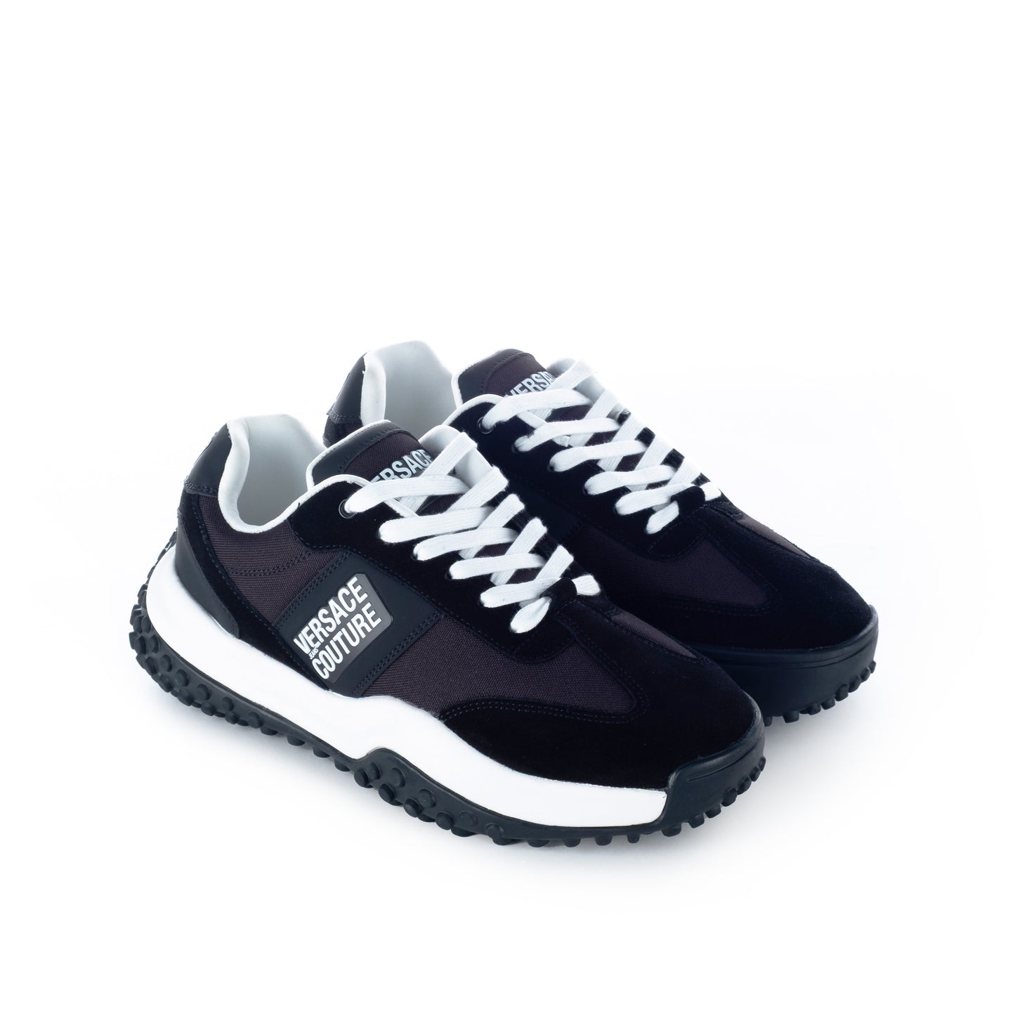 Ténis Homem Preto Versace Couture com Logotipo Destacado