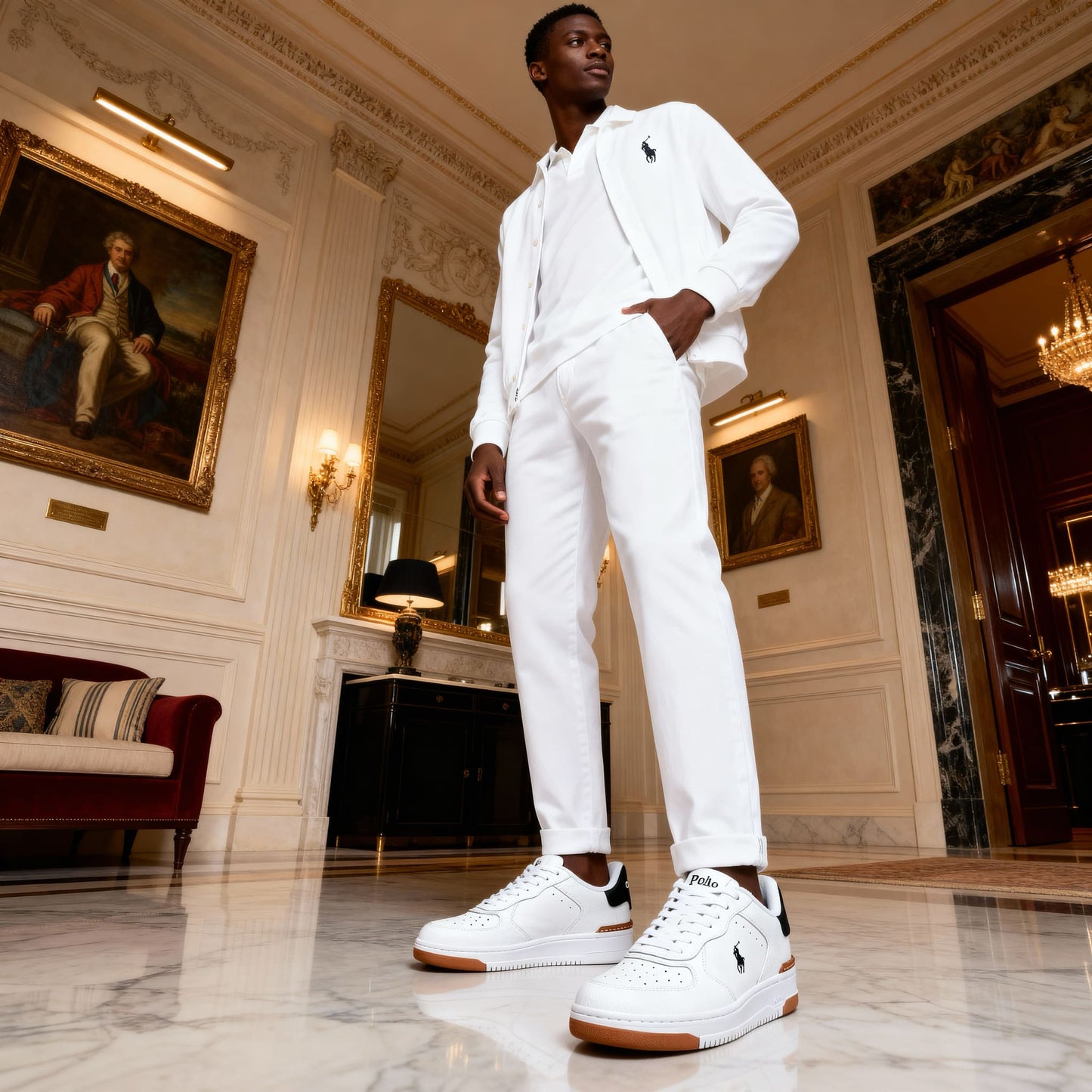 Ténis Homem Ralph Lauren Branco e Preto com Logo